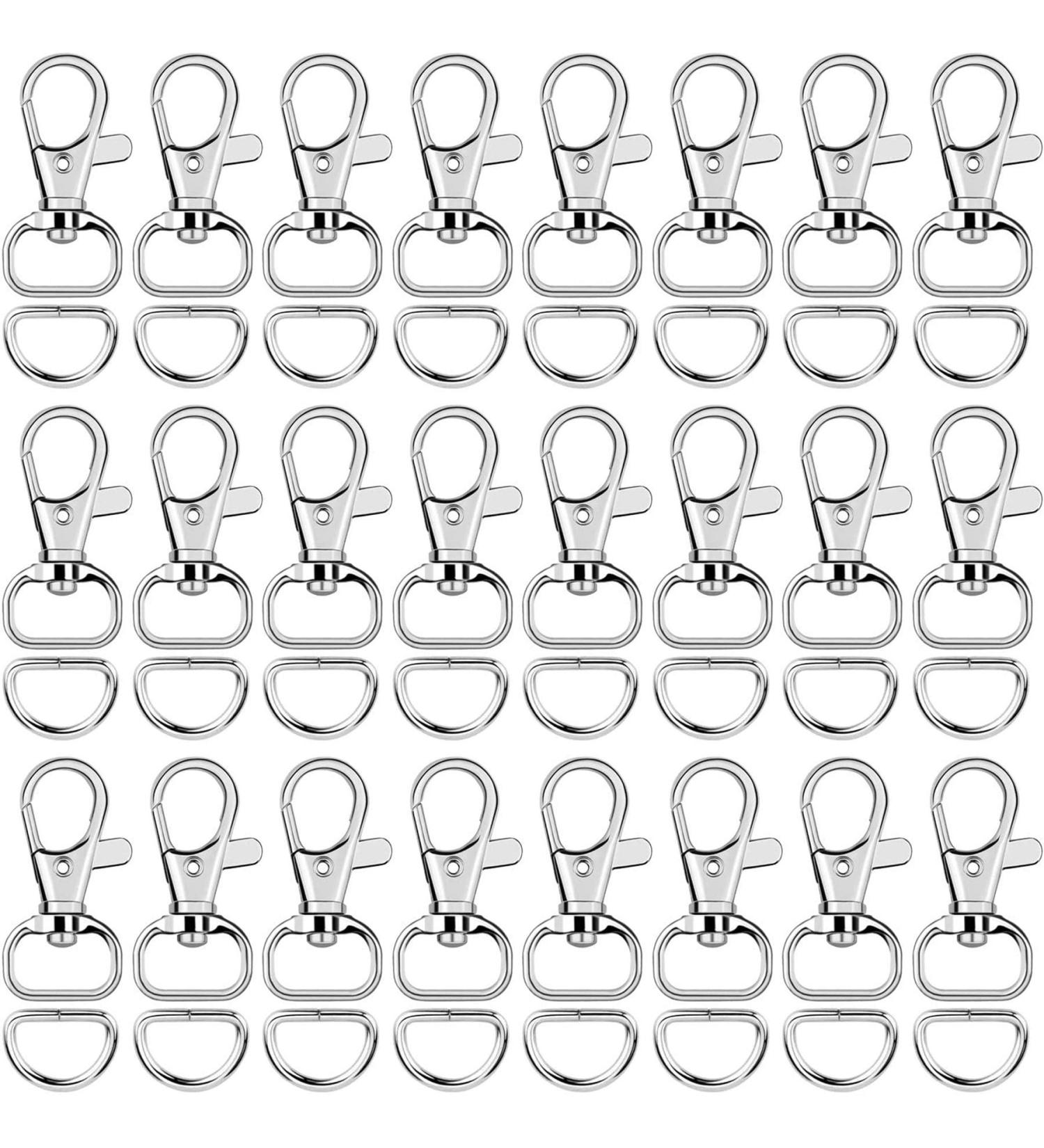 SANNIX 120 Pcs Keychain Clip Hooks with D Ring Include 60Pcs Swivel Snap Hooks Lanyard Clip and 60Pcs D Ring for Purse Hardware Sewing Projects (1/2 Inside Width) Silver - Buy Online on GoSupps.com