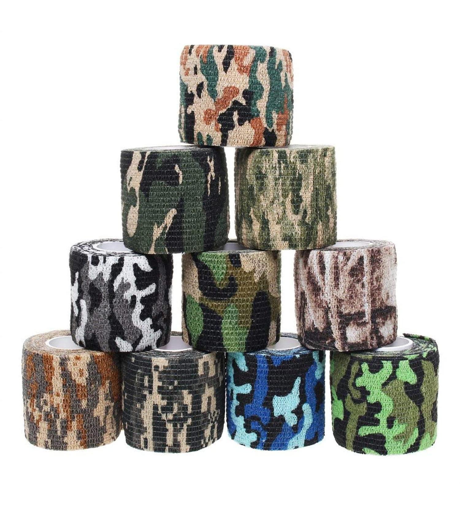 scosao Camouflage Tape Wrap 10PCS Self Adhering Cohesive Bandage Wrap 2" x5yd / 5cmx4.5m Stealth Camo Tape with Non-Woven Fabric for Outdoor Sport Hunting Military Shooting Bow - Buy Online on GoSupps.com