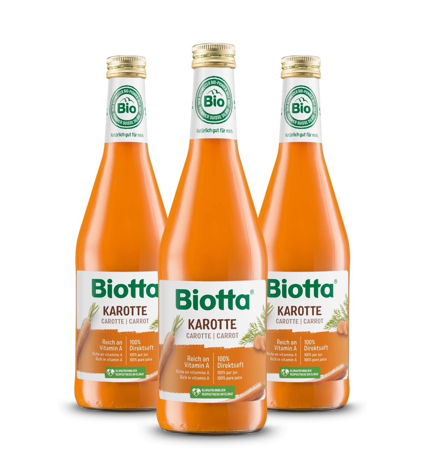BIOTTA - 100% Organic lacto-fermented carrot juice - Rich in beta-carotene - Antioxidants Vitamin A and minerals- 500ml - Pa - Buy Online on GoSupps.com