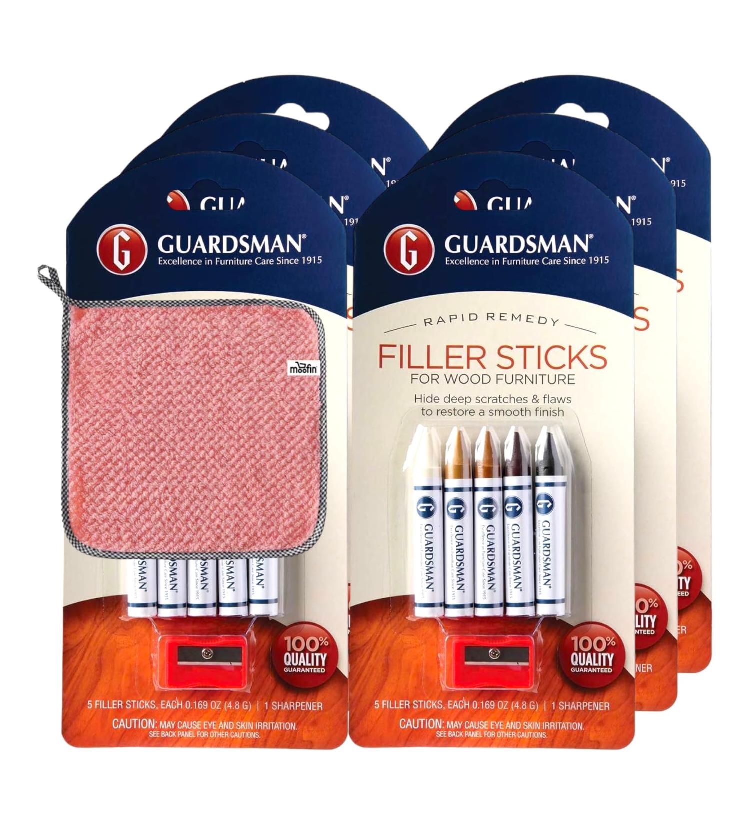 Guardsman Wood Filler Sticks - Colored Wood Filler Bundle for Furniture & Floor Repair - Pack of 6 with Cleaning Towel - Buy Online on GoSupps.com