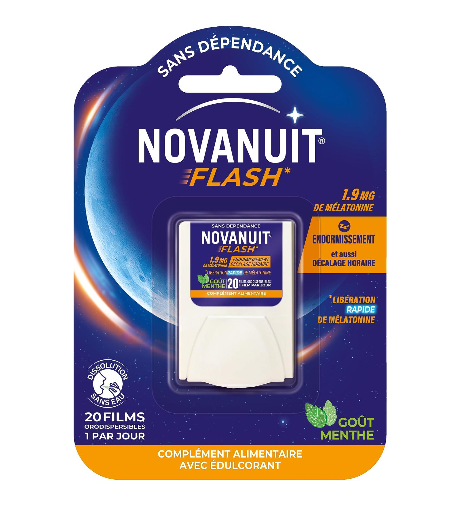 NOVANUIT FLASH Dietary supplement Sleep 1.9mg melatonin 20 films Sleep Time difference - Buy Online on GoSupps.com