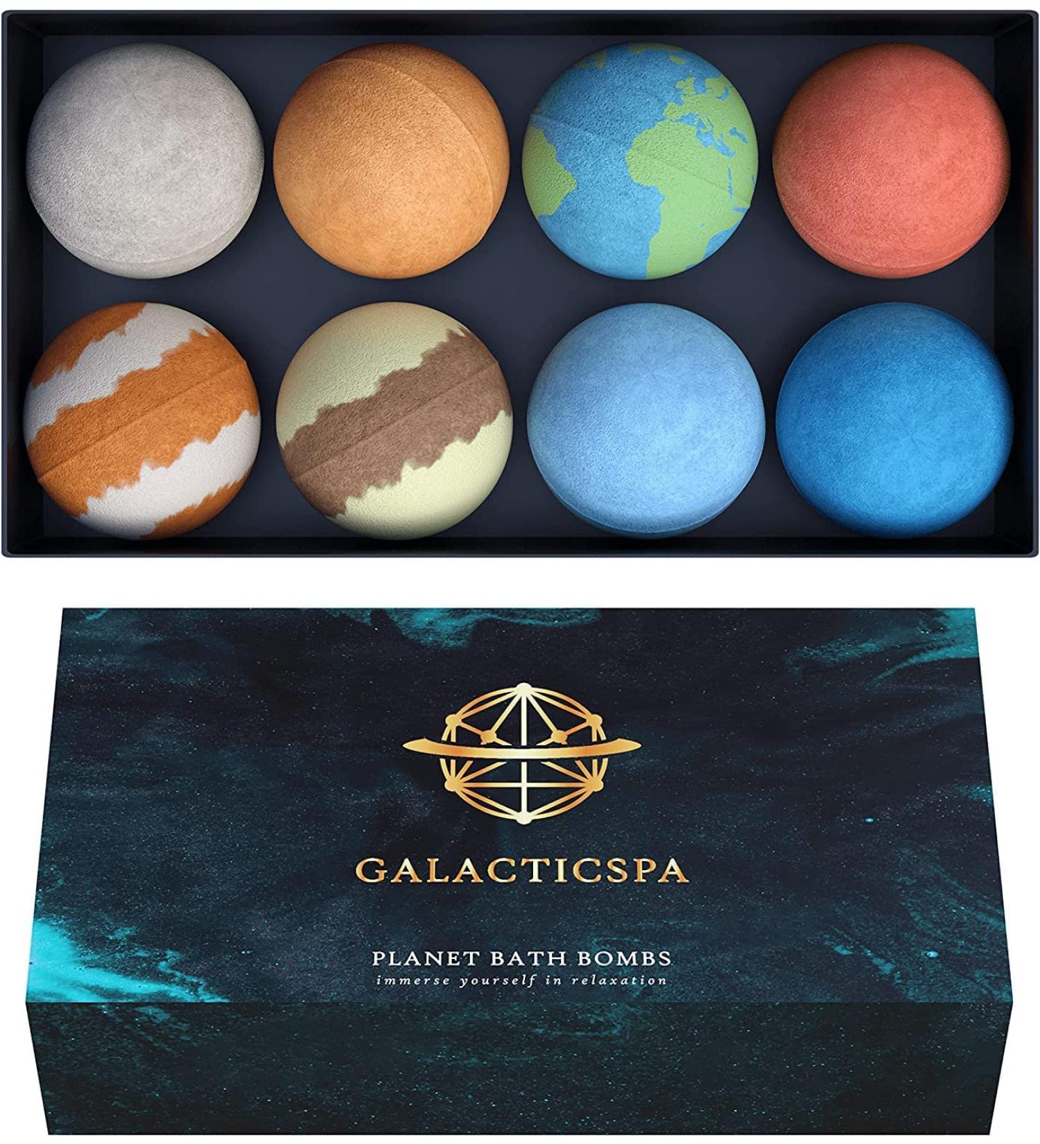 Planet Themed Bath Bombs - 8 Handmade Luxury Fizzers with Essential Oil and Shea Butter | Vegan & Cruelty-Free | Perfect Spa Gift for Men and Women - Buy Online on GoSupps.com
