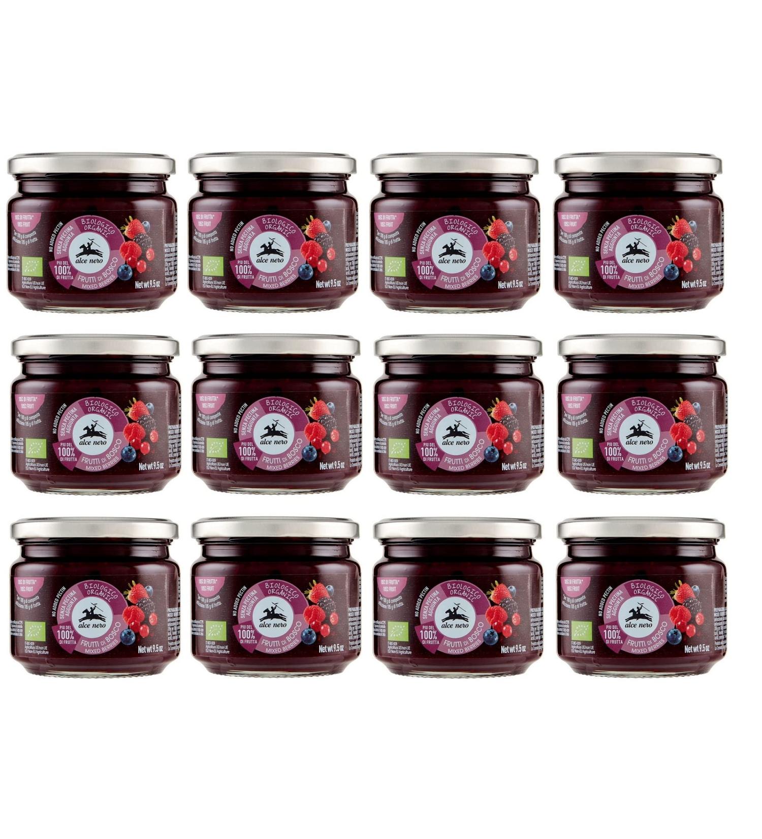 12 x Alce Nero Composta di Frutti di Bosco Biologica Bio Berry compote with organic strawberries blackberries blueberries red currants and raspberries 270 g - Buy Online on GoSupps.com