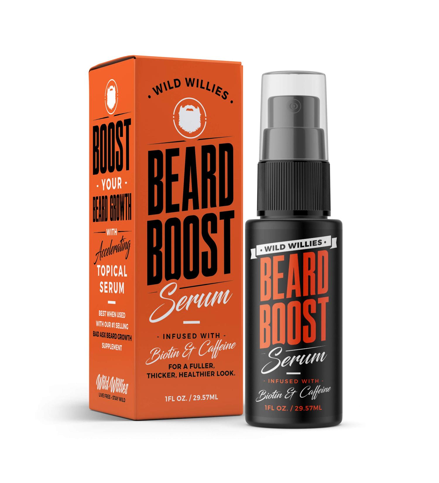 Wild Willies Beard Growth Serum with Biotin & Caffeine - Natural Men's Grooming for Thicker, Fuller Beards - Buy Online on GoSupps.com