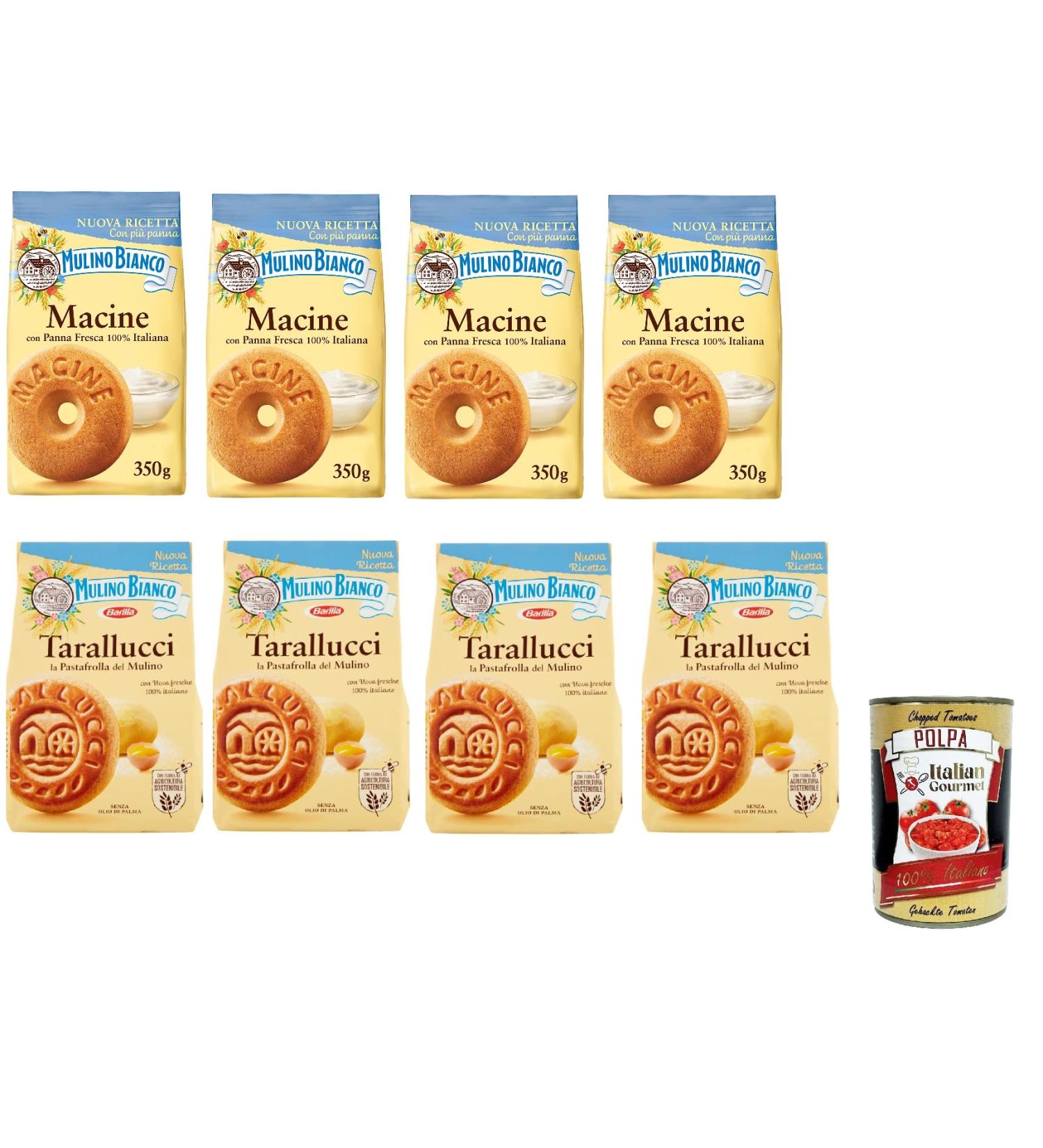  Italian Gourmet E.R. Mulino Bianco Macine and Girotondi Biscuits with 100% Italian fresh cream 8 x 350g biscuits + Italian Gourmet polpa 400g - Buy Online on GoSupps.com