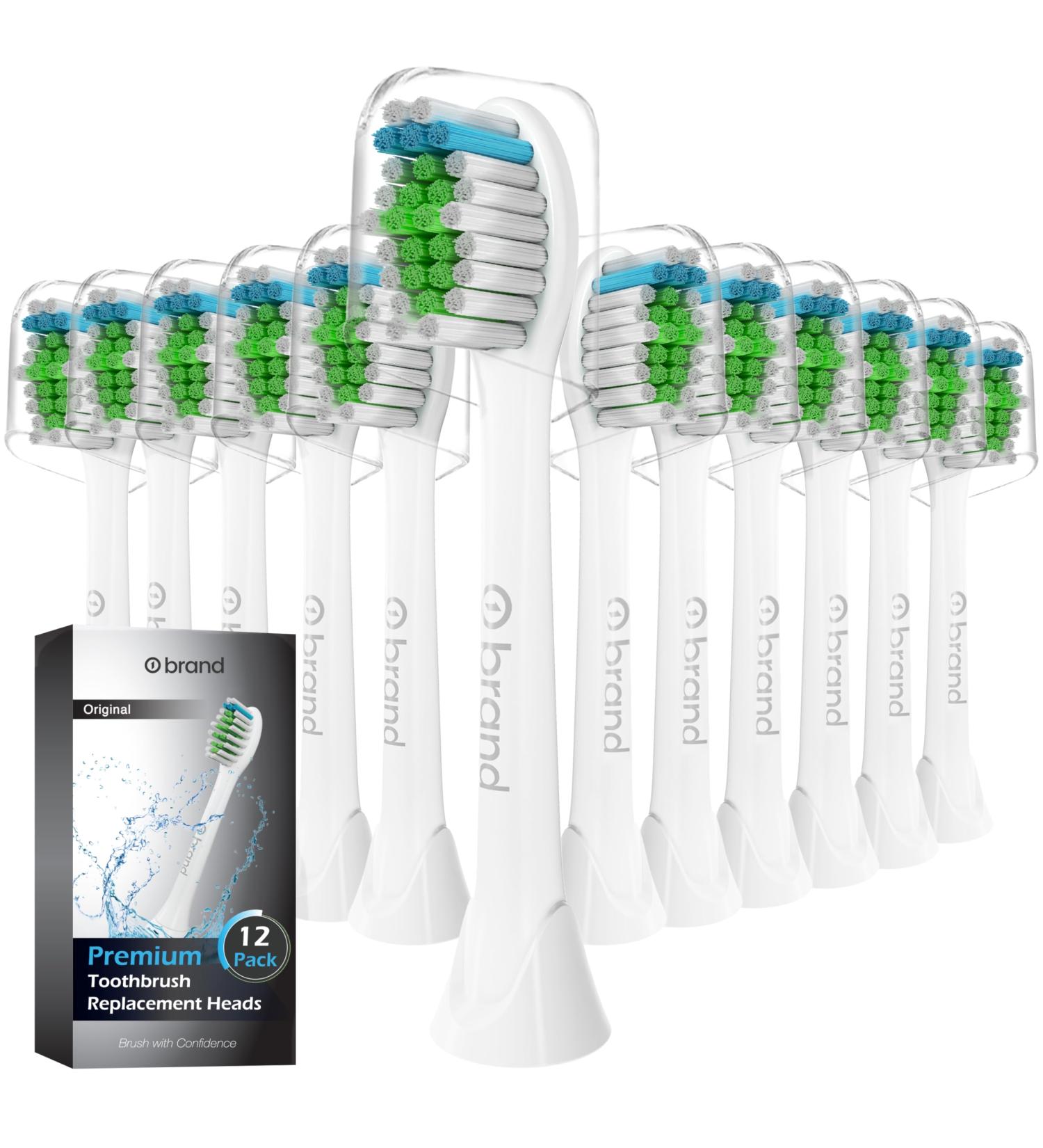 12 Pack o1brand ADULT Toothbrush Heads Compatible with Sonicare Electric Toothbrush Medium Softness Premium Brush Heads (White) - Buy Online on GoSupps.com