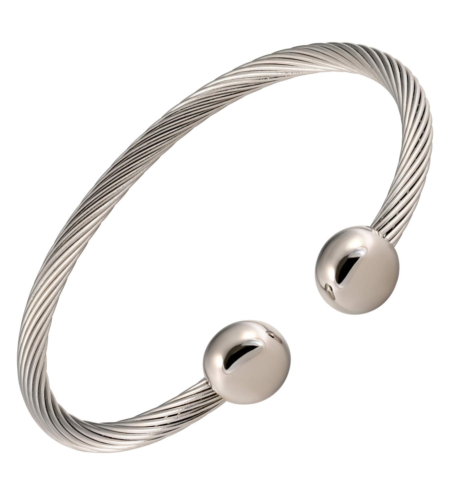 Stainless Steel Twisted Magnetic Therapy Bracelet - Medium Size 6.75-7.5 - MAGNETJEWELRYSTORE - Buy Online on GoSupps.com
