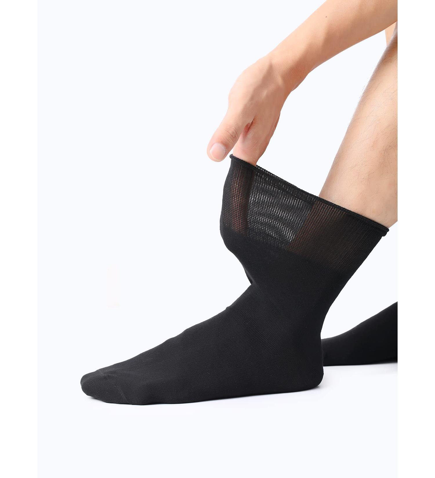 Polawind Men's Diabetic Socks Size 10-13 - Loose Top Ankle Socks for Edema Neuropathy - Non Binding Diabetes Socks (1 Pair, Black) - Buy Online on GoSupps.com
