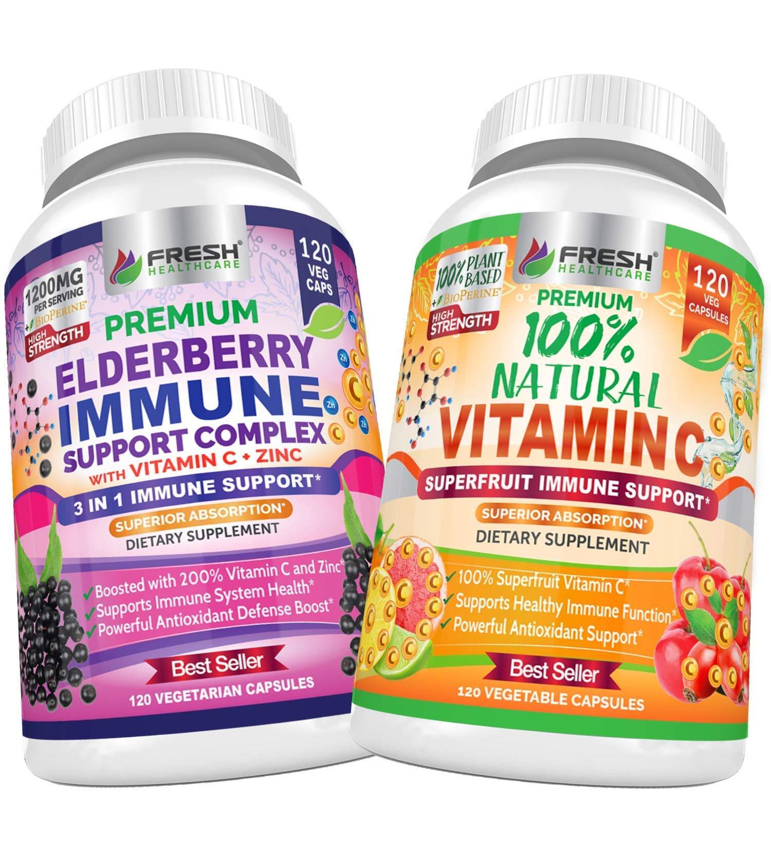 Elderberry Immune Support and Natural Vitamin C - Bundle - Buy Online on GoSupps.com