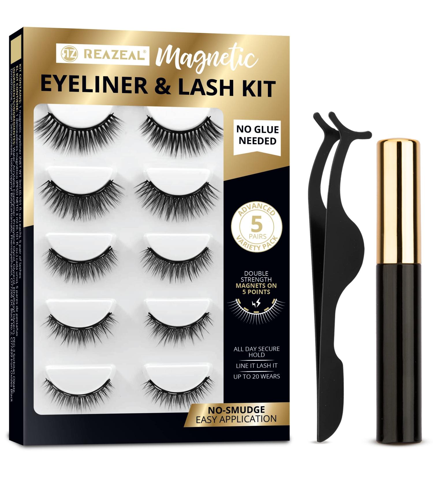 Magnetic Eyelash Kit - 5 Pairs of Natural Look Magnetic Lashes with Magnetic Eyeliner - No Glue Needed - Buy Online on GoSupps.com