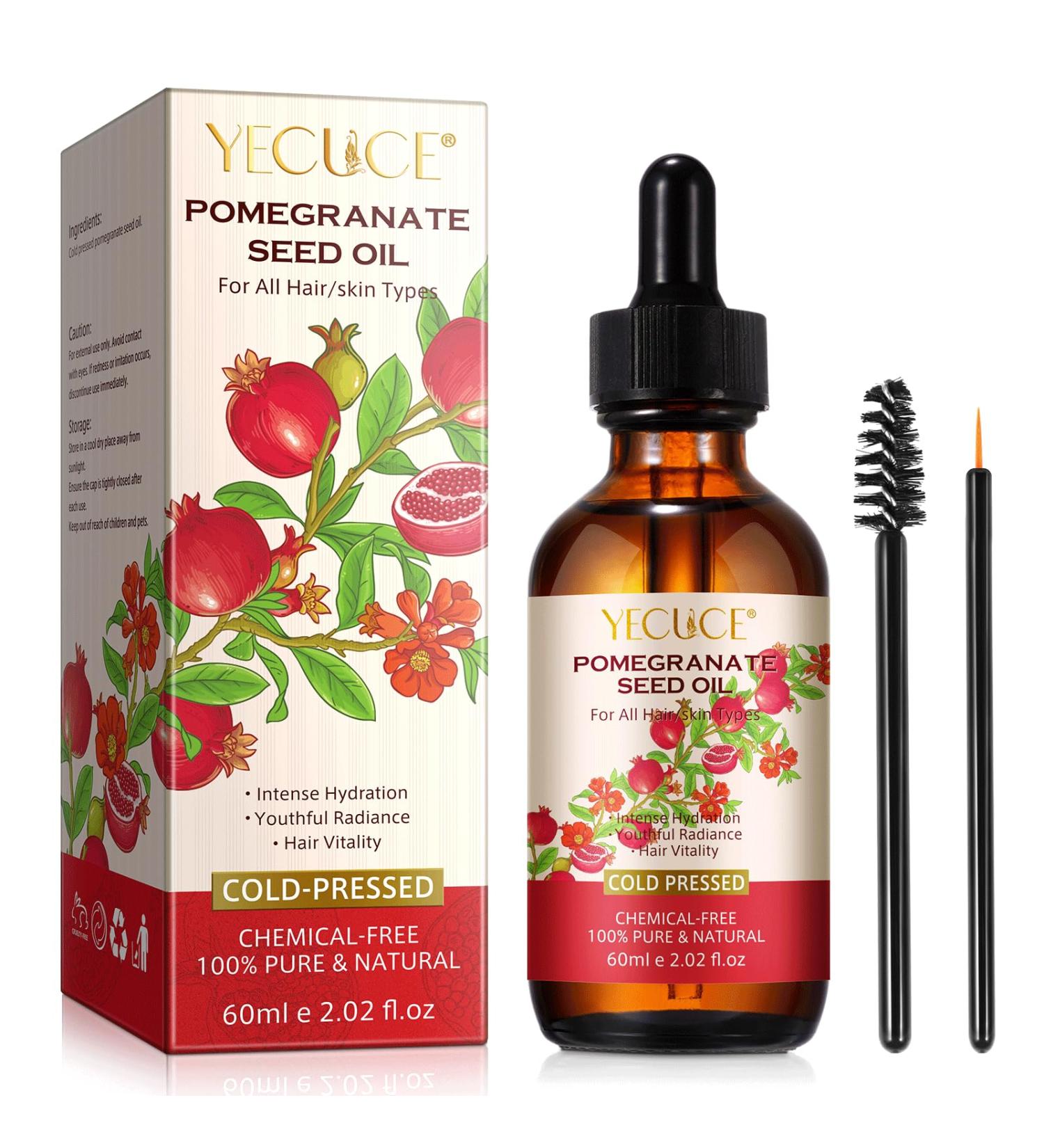 Organic Pomegranate Seed Oil | Pure & Natural Cold Pressed Essential Oil for Anti-Aging Skin Care | Moisturizer Oil for Body Face & Skin in Glass Bottle - Buy Online on GoSupps.com