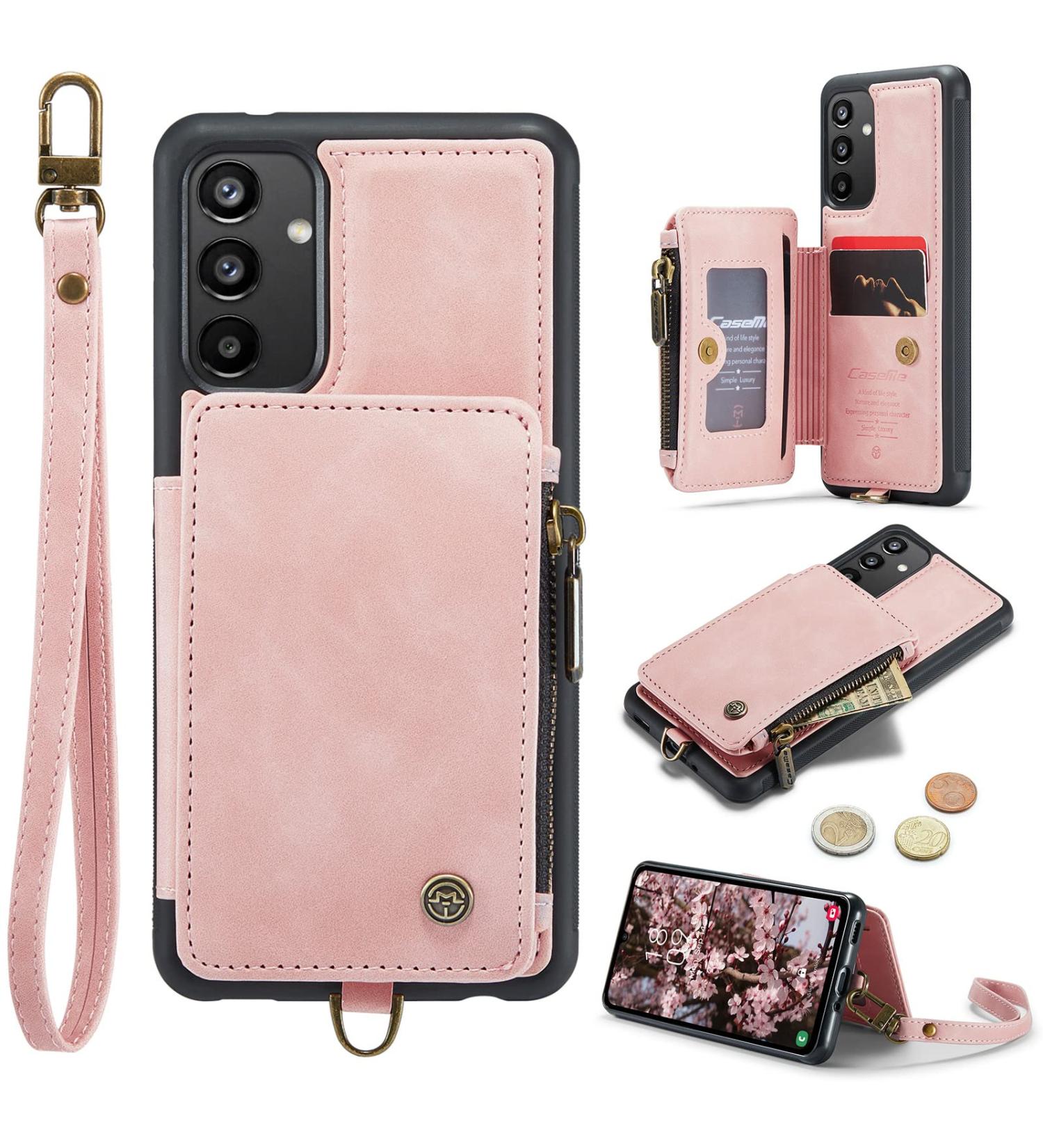 Buy Soonic Leather Cover for Samsung Galaxy A54 5G - Pink Magnetic Wallet Case with Zipper Card Slots Coin Compartment & Stand - Buy Online on GoSupps.com