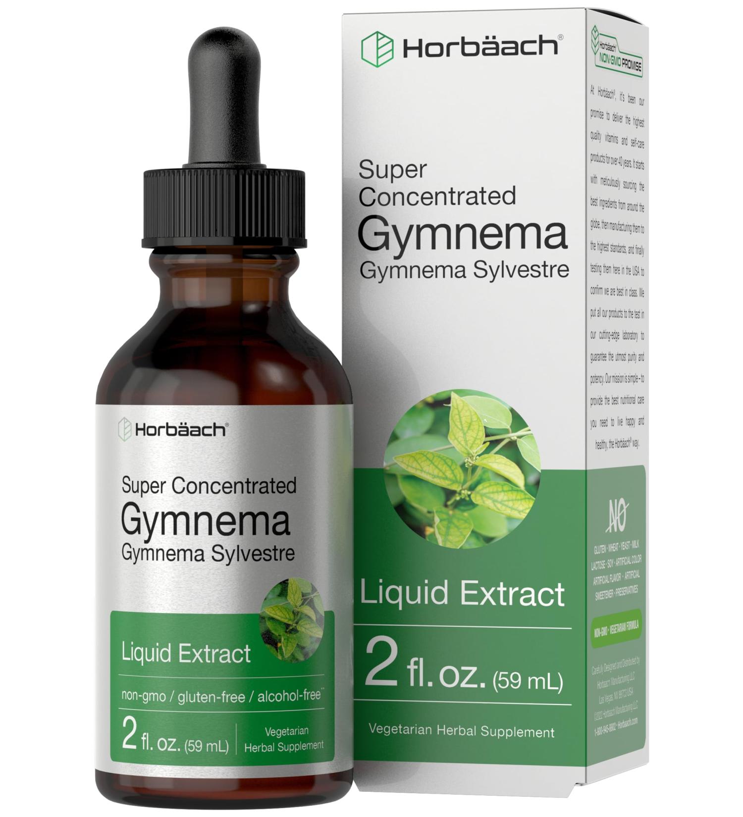 Horb ach Gymnema Sylvestre Liquid Extract | 2 fl oz | Alcohol Free Drops | Super Concentrated Supplement Tincture | Vegetarian Non-GMO Gluten Free - Buy Online on GoSupps.com