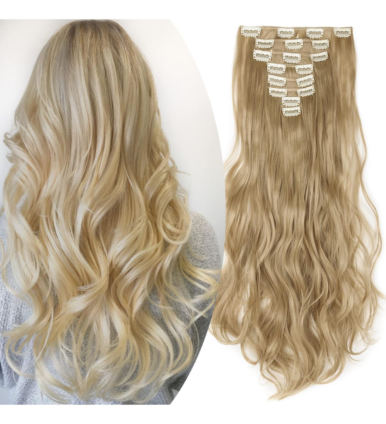 S-noilite 17 Inch Ash Blonde Clip In Hair Extensions - 8pcs Full Head, Long and Curly Style | 60 Color Choices - Sexy Lady Fashion - Buy Online on GoSupps.com