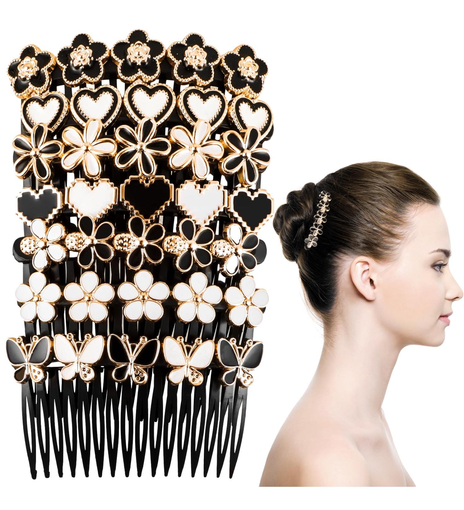 Amaxiu Rhinestone Hair Comb Set - 7pcs French Twist Flower Combs | Wedding Bridal Jewelry & Accessories for Women & Girls - Buy Online on GoSupps.com
