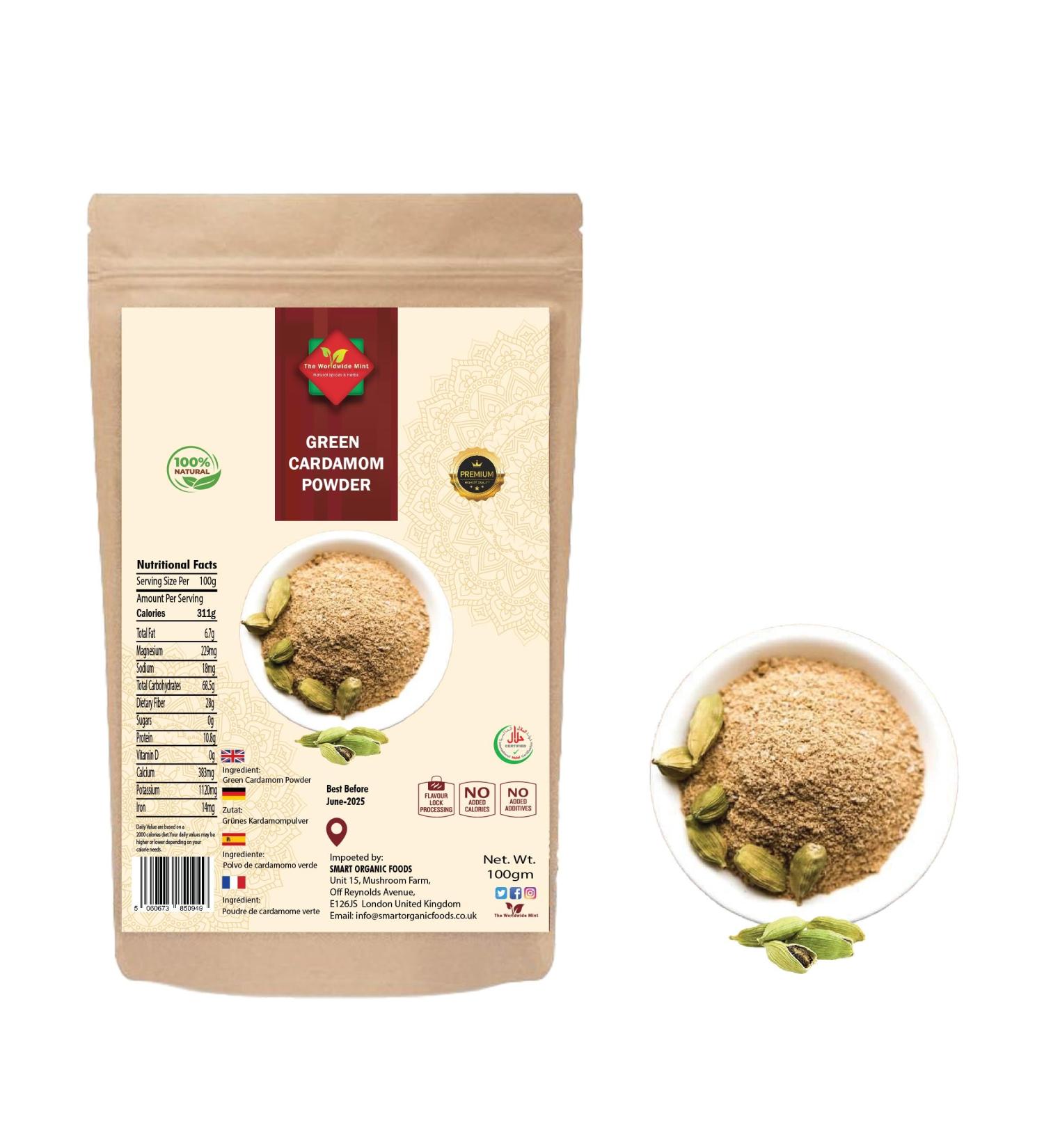 100g Green Cardamom Powder - Premium Quality, 100% Natural, Vegan, Gluten-Free - Buy Online on GoSupps.com