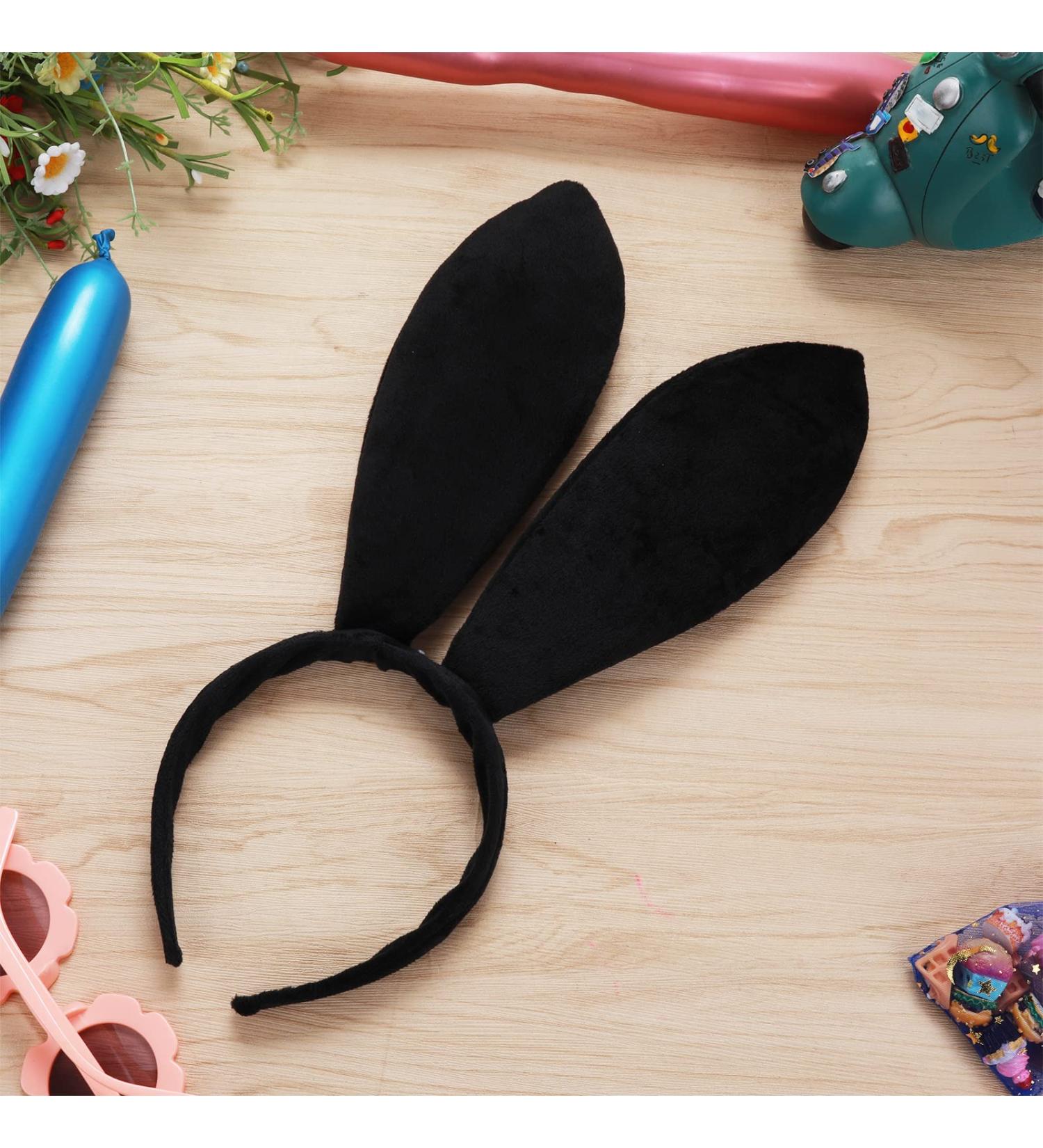 Sibba Bunny Ears Headband 1 PC Plush Costume Rabbit Hairband Christmas Cosplay Birthday Halloween Easter Party Favor Hair Styling Hearwear Play Headpiece Dress Up Decoration Women (Dark Style) Black Style - Buy Online on GoSupps.com