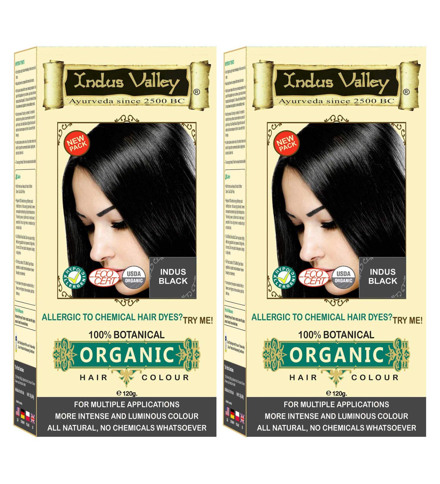 Indus Valley 100% Botanical Hair Color Set of 2 - Natural Indus Black for Vibrant Hair Color | International Shipping Available - Buy Online on GoSupps.com