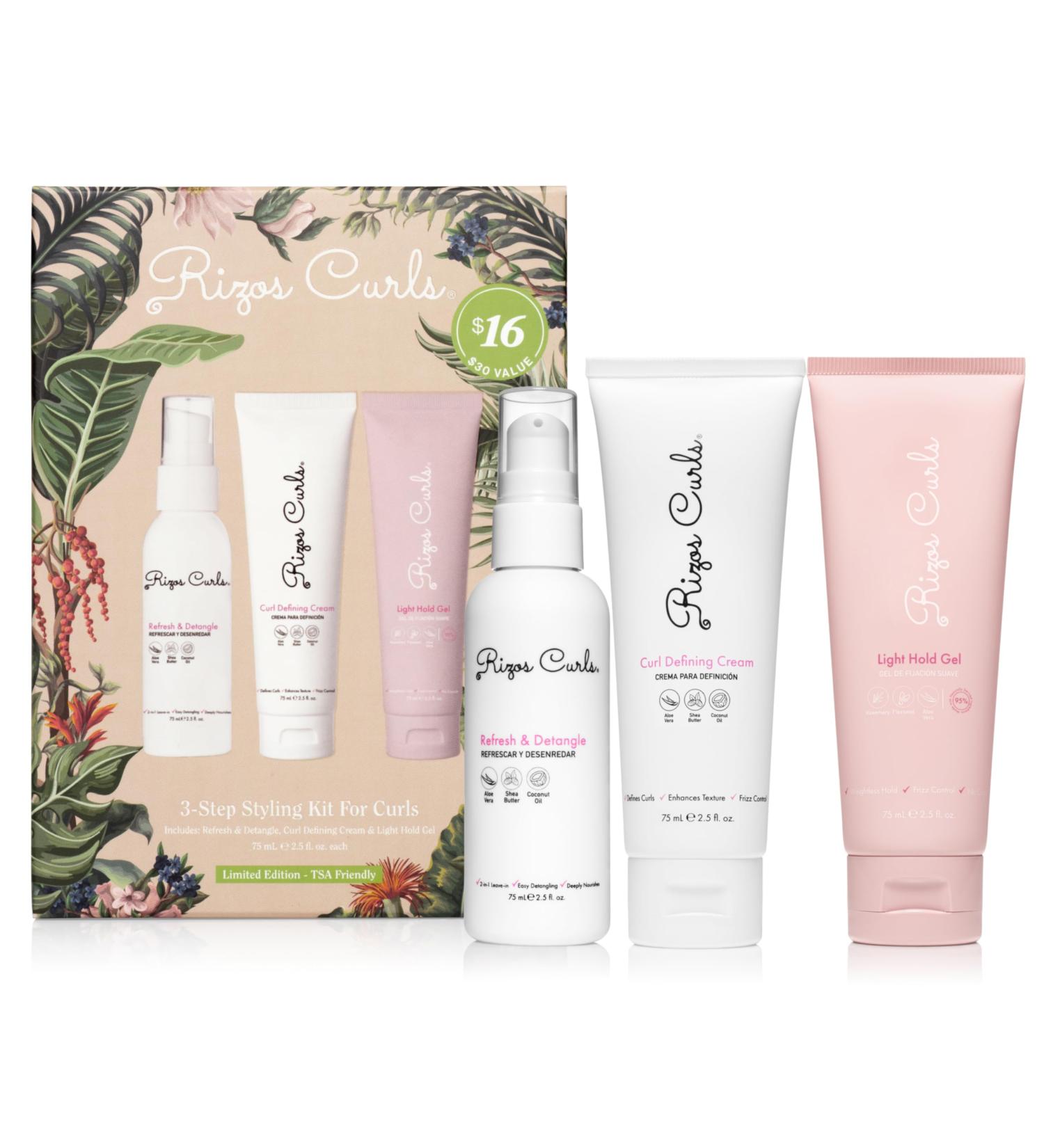 Buy Rizos Curls 3-Step Styling Kit | Enhance Define & Add Volume to Curls | Frizz Control & Shine - International Shipping Available - Buy Online on GoSupps.com