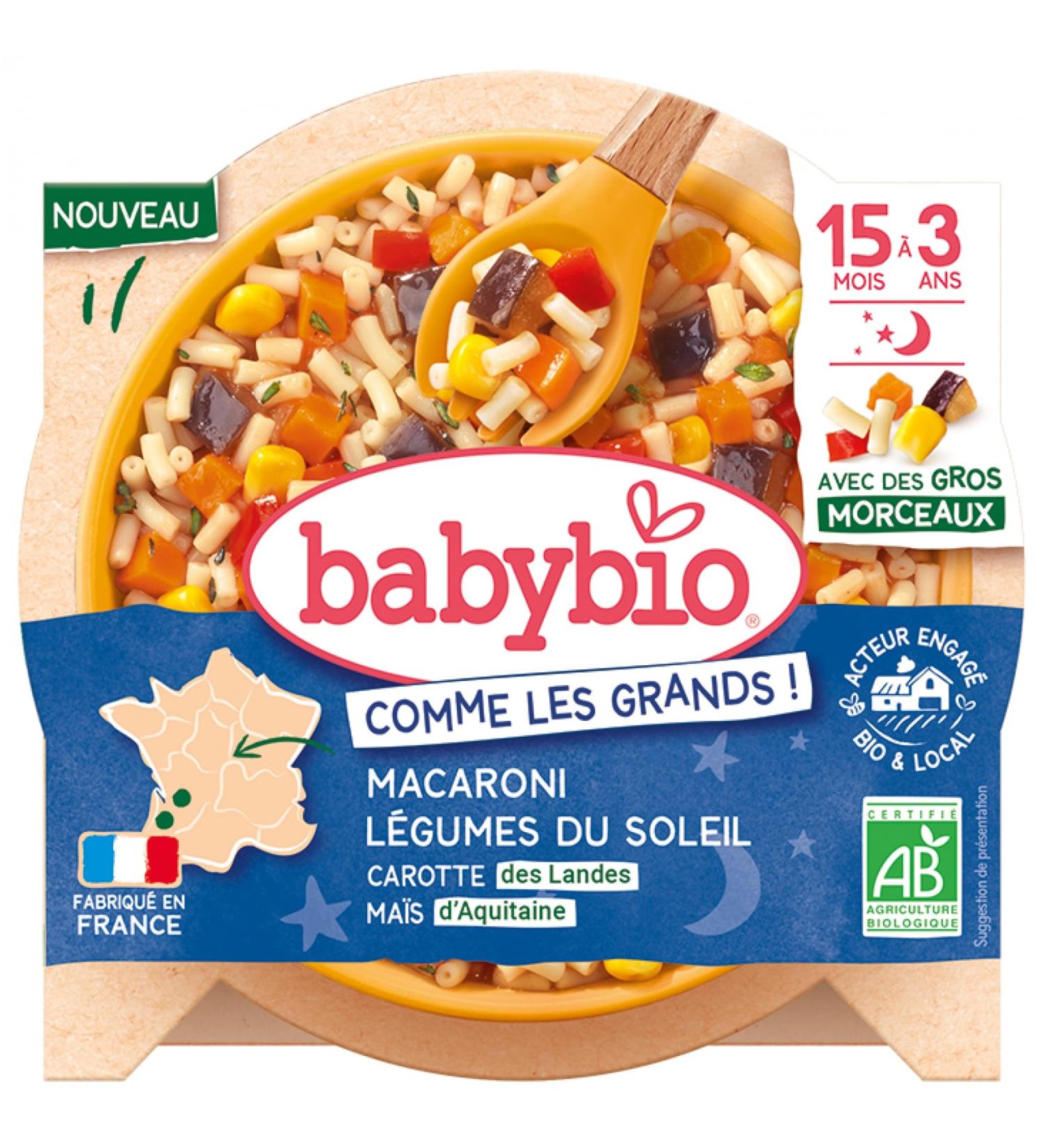 Baby bio Macaroni & L gumes du soleil Carotte des Landes Ma s d'Aquitaine - Avec des gros morceaux
