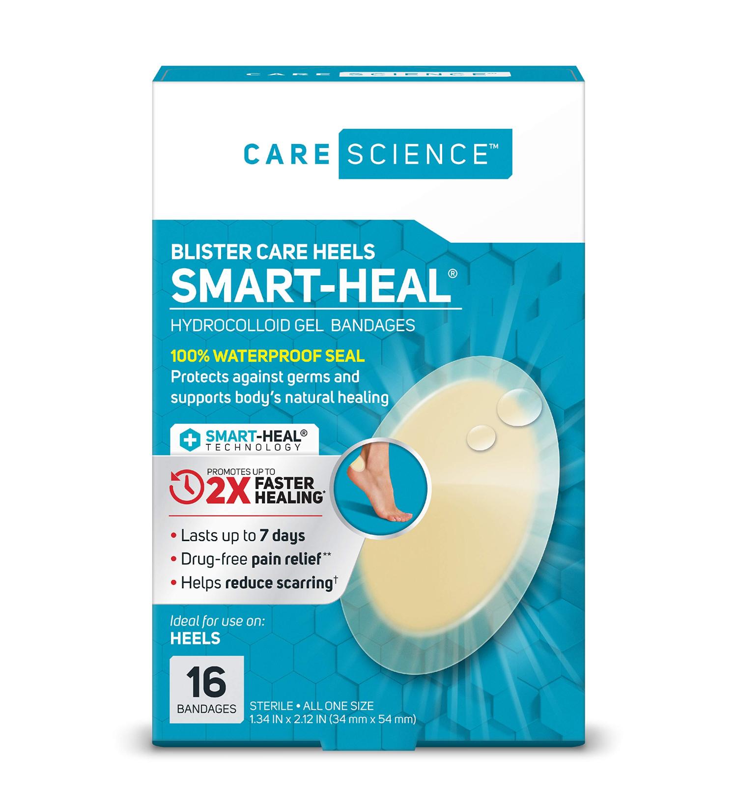 Care Science Fast Healing Hydrocolloid Gel Bandages for Heels - 16 Count | 100% Waterproof Seal | Blister Prevention and Wound Care | Promotes Faster Healing - Buy Online on GoSupps.com