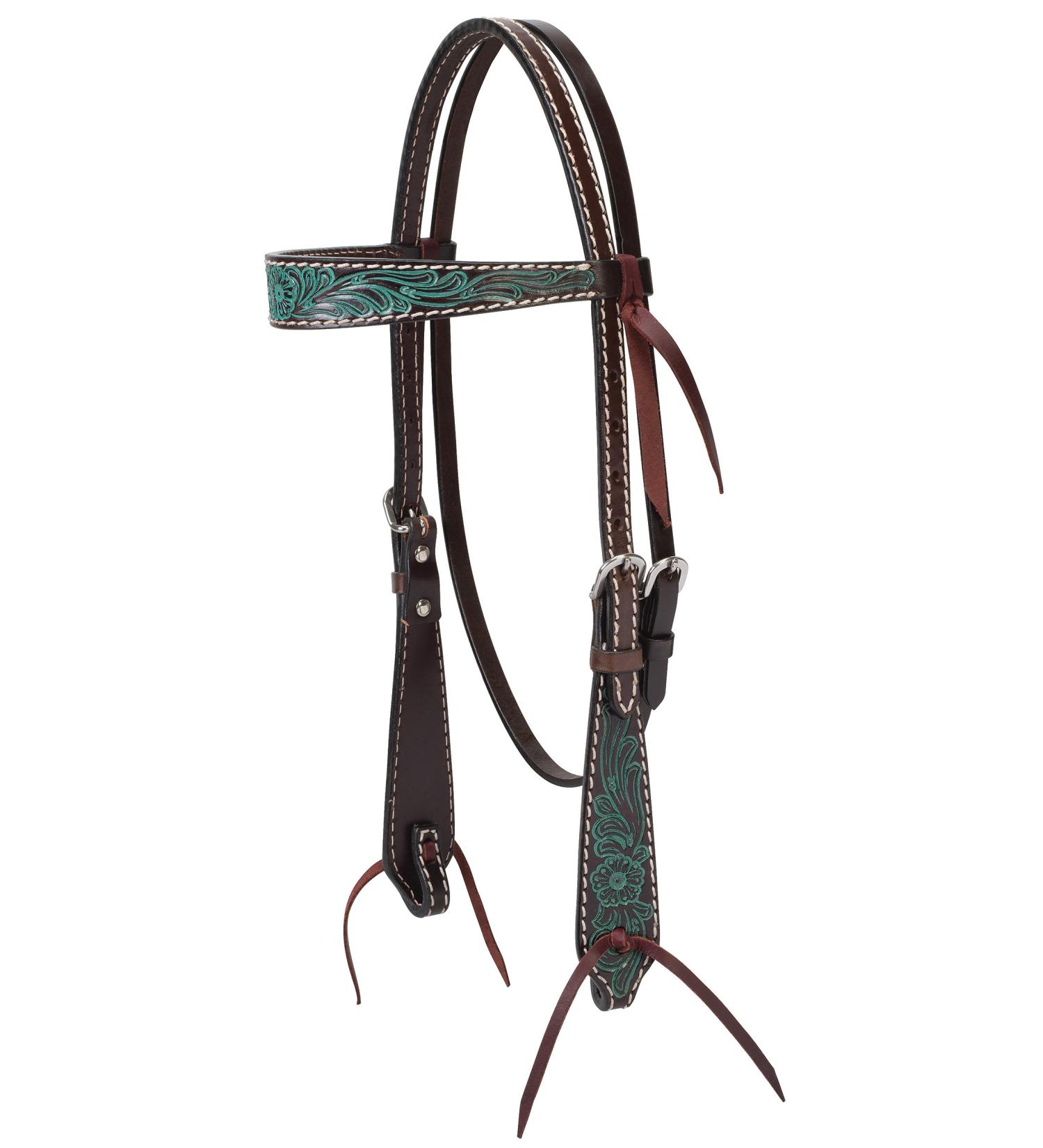 Turquoise Cross Carved Turquoise Flower Collection Browband Headstall