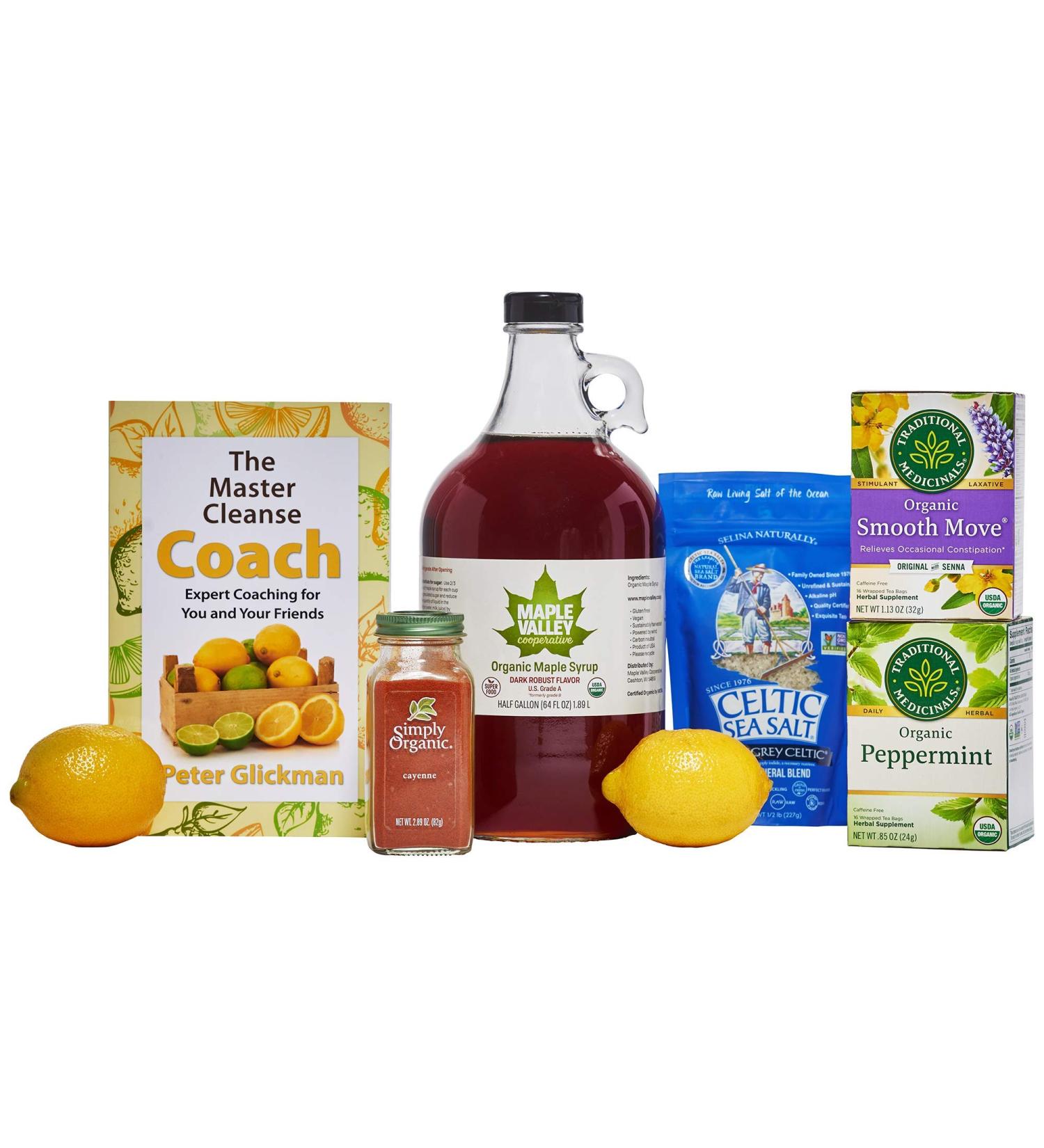 Maple Valley Master Cleanse 10 Day Detox Kit - Organic Maple Syrup, 64 oz Glass Bottle, Master Cleanse Coach Book by Peter Glickman - Buy Online on GoSupps.com