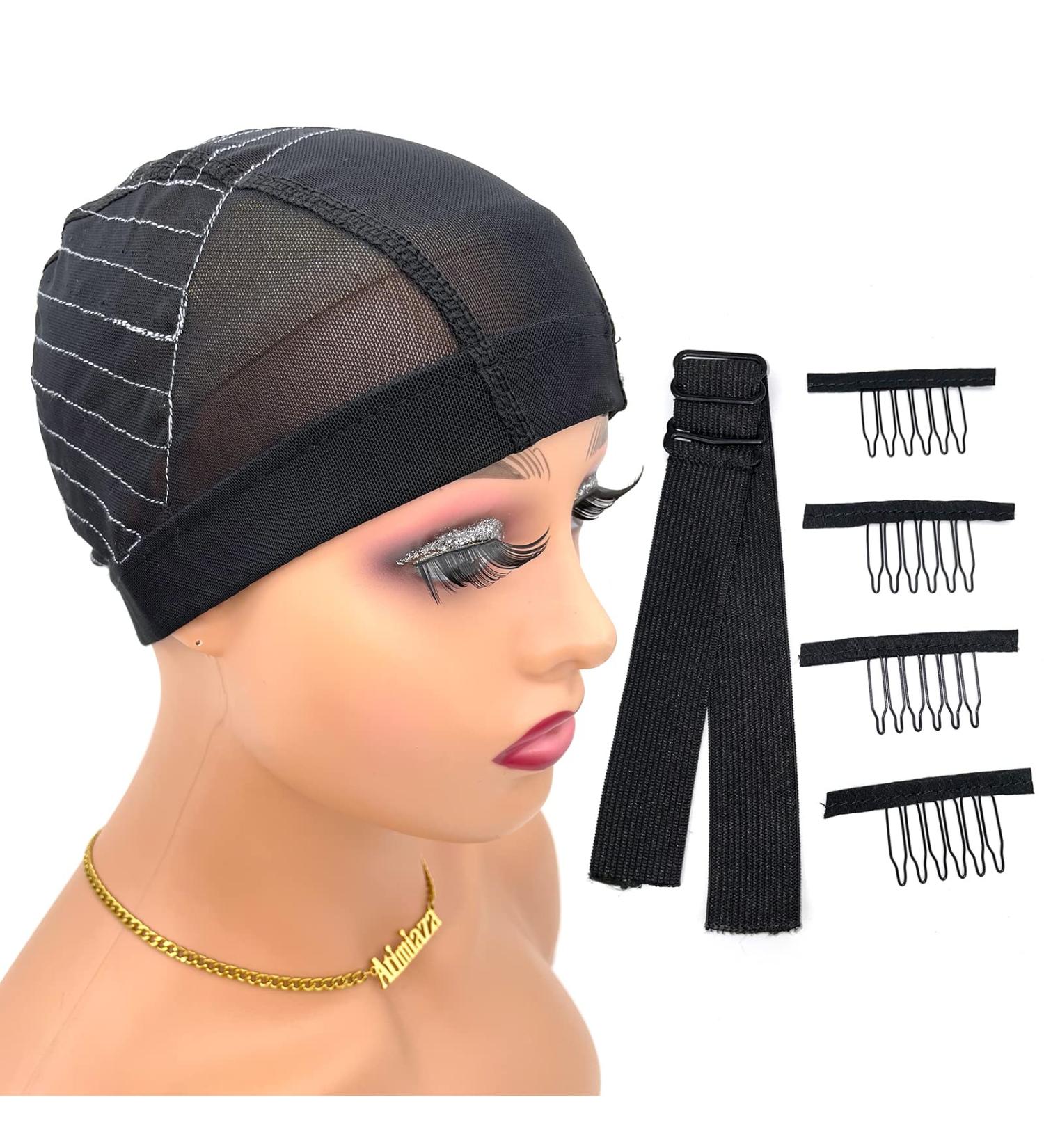 Stretchable Mesh Dome Wig Cap with 1 Elastic Band and 4 Combs - Medium Black 13x4 Lace Front Wig - Buy Online on GoSupps.com