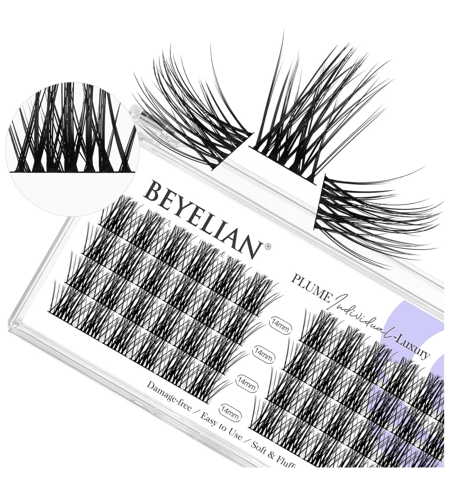 Beyelian C Curl Cluster Eyelashes - 48 PCs 0.07mm 14mm DIY Individual Lashes | Luxury Super Thin Black Band - Buy Online on GoSupps.com