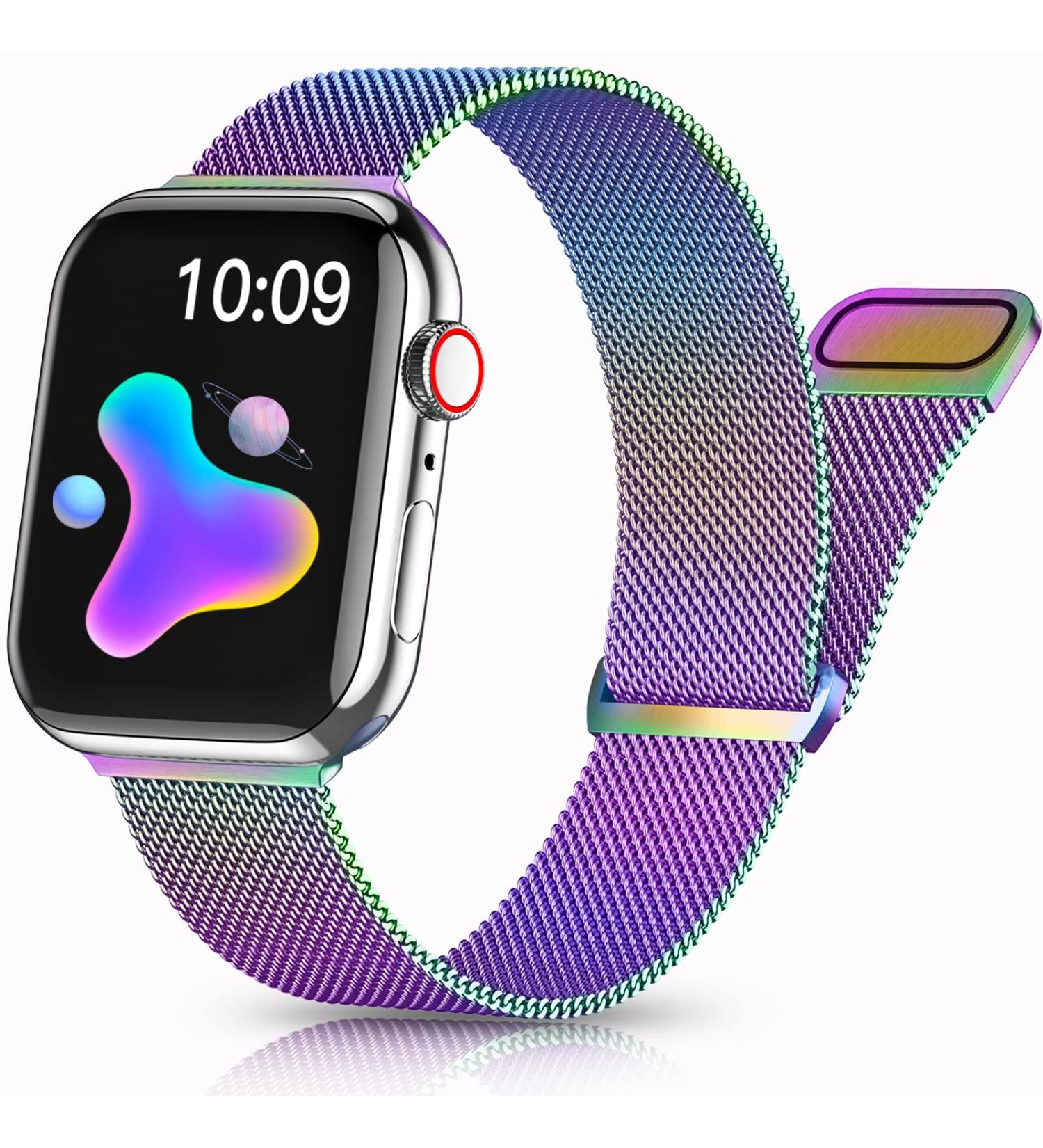 Rabini Metal Magnetic Band Compatible with Apple Watch 38mm 40mm 41mm 42mm 44mm 45mm 49mm  Rainbow Stainless Steel Mesh Loop Bands for iWatch SE Ultra Series 8 7 6 5 4 3 2 1 Women Men  Multicolor 1-Multicolor 38mm/40mm/41mm - Buy Online on GoSupps.com