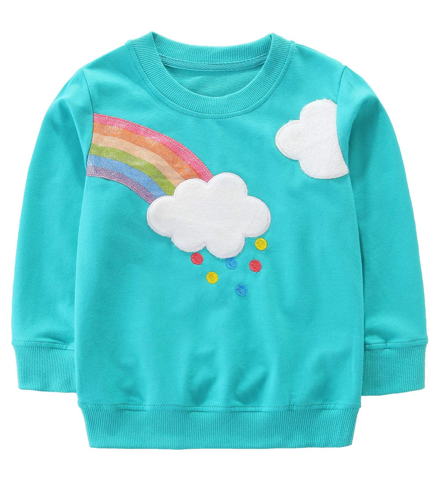 Girls Rainbow Sweatshirt for Kids | Cotton Long Sleeve Pullover Age 1-12 Years | Toddler Casual Jumper T-Shirt - Buy Online on GoSupps.com