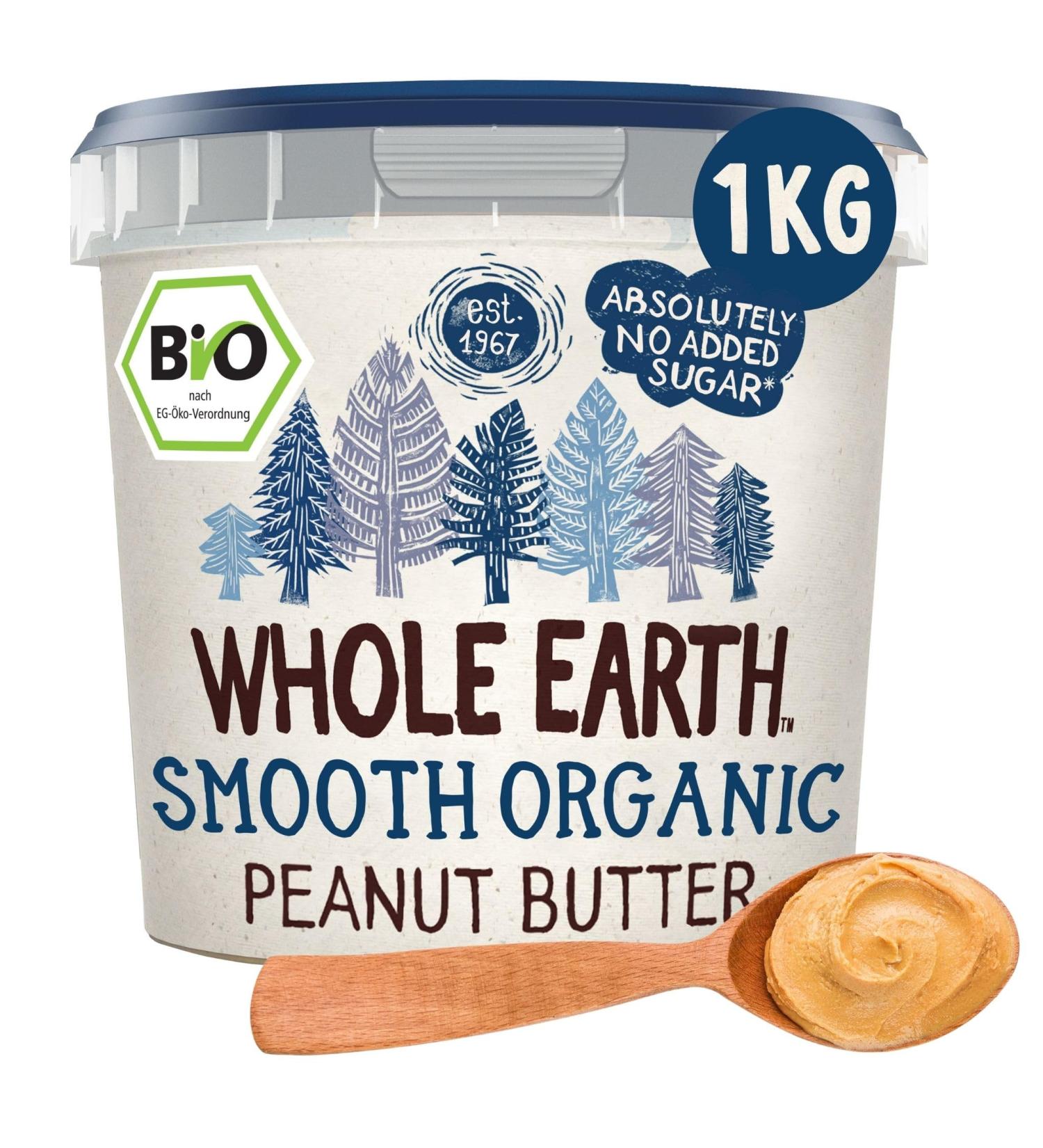 Whole Earth Bio Peanut Butter 1kg | Creamy Vegan | No Palm Oil | No Added Sugar | High Protein | Perfect for Athletes - Buy Online on GoSupps.com