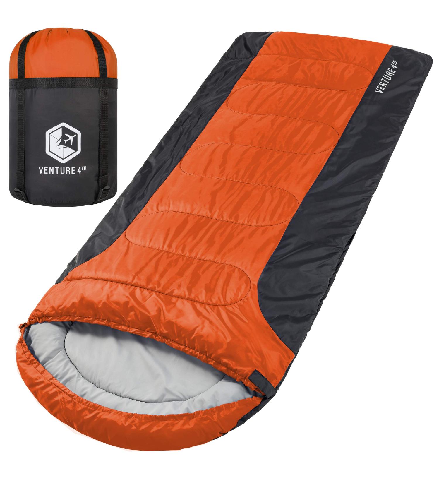 VENTURE 4TH Backpacking Sleeping Bag - Lightweight Warm & Cold Weather for Adults, Kids, Couples - Ideal for Hiking, Camping & Outdoor Adventures - XXL Double Size 4.5lbs | Orange/Gray - Buy Online on GoSupps.com