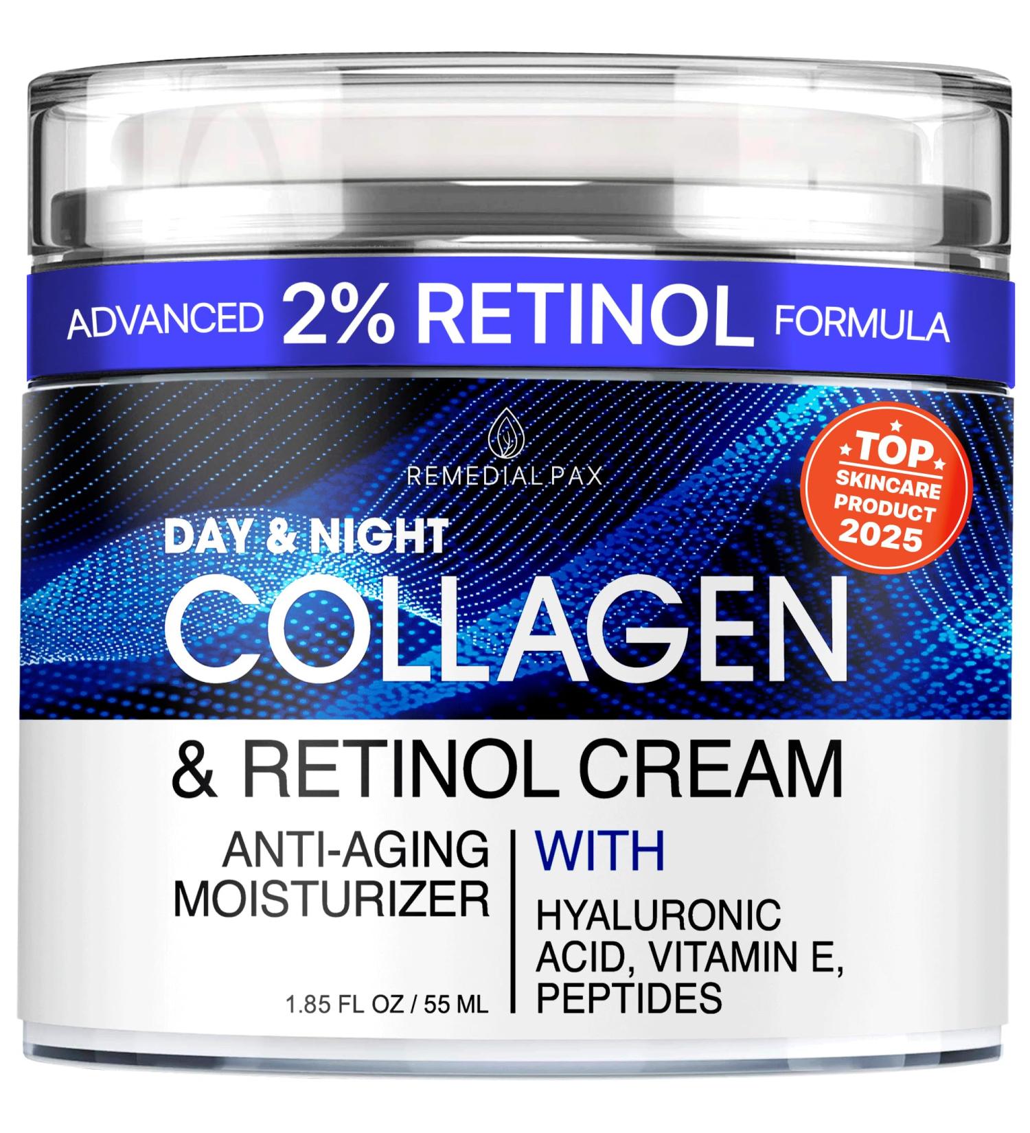 Collagen Face Cream with Retinol & Hyaluronic Acid Anti Aging Moisturizer for Women & Men Firming Day & Night Cream for Wrinkles Hydrating Facial Lotion for All Skin Types - Buy Online on GoSupps.com