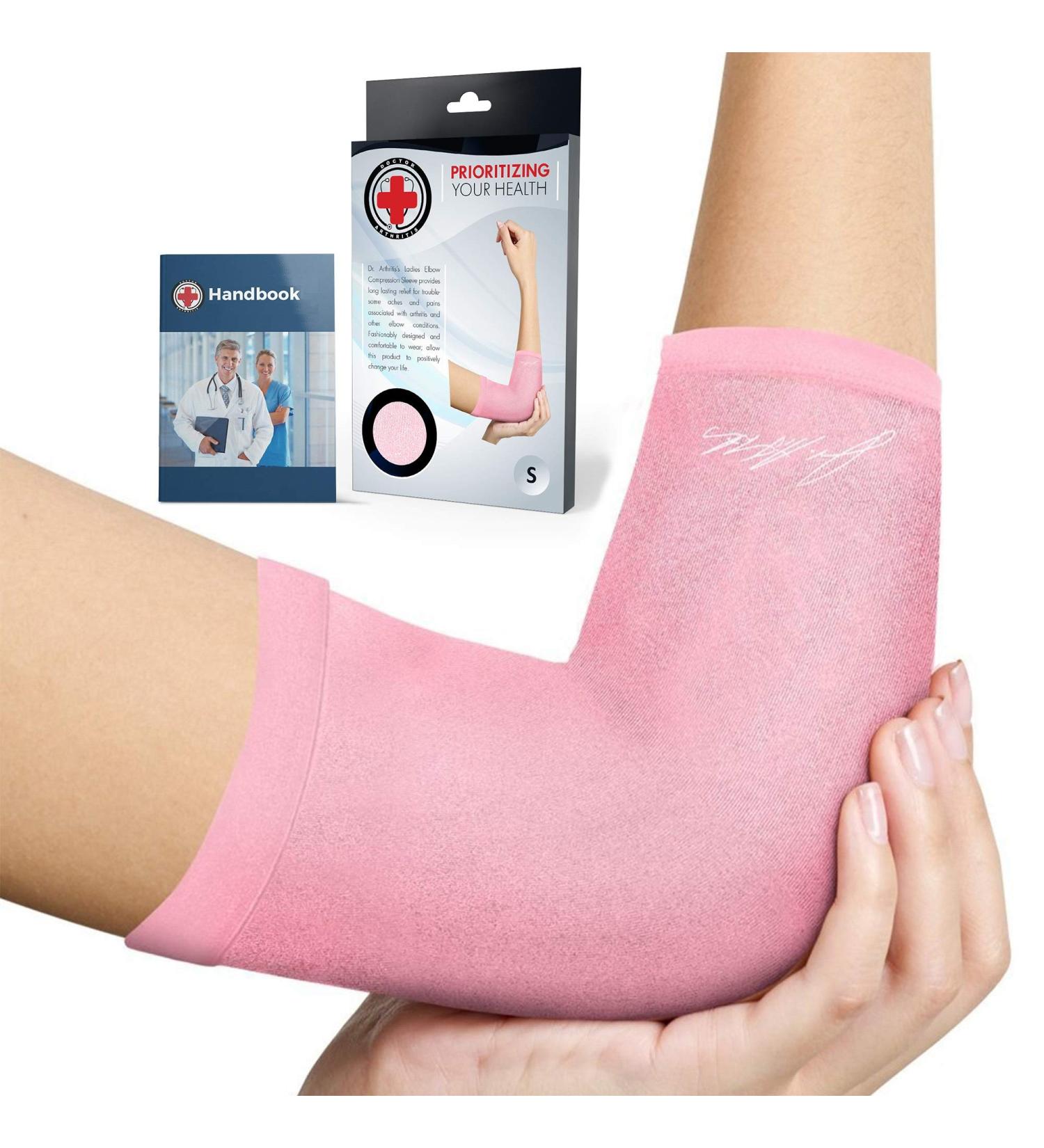Ladies Pink Elbow Compression Sleeve for Tennis/Golfers Elbow Relief - XL Size with Doctor Written Handbook - Excellent Customer Support - Pack of 1 - Buy Online on GoSupps.com