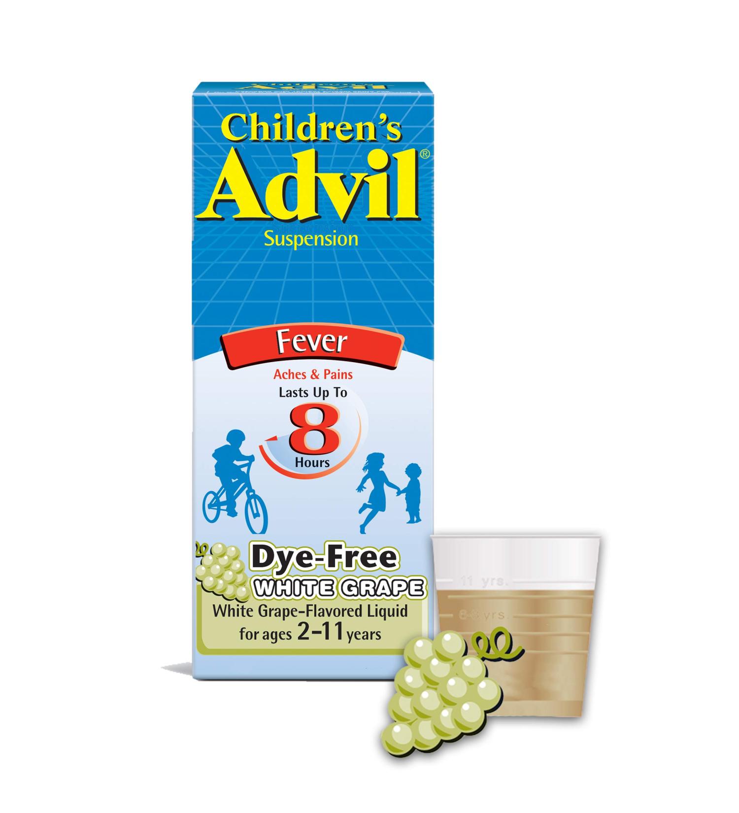 Children's Advil Liquid Pain Relief & Fever Reducer - White Grape, 4 fl oz - Buy Online on GoSupps.com