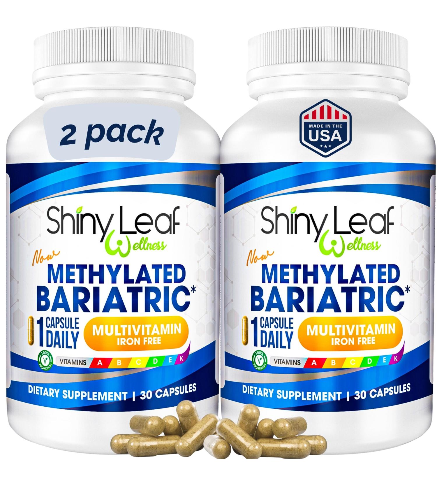 Shiny Leaf Methylated Bariatric Multivitamin Without Iron Vitamins for Gastric Bypass & Sleeve 1 Daily Capsule W Methylated Folate B12 A C D K & More. Vegetarian Soy-Free USA Made (60 Ct.) 60 Count (Pack of 1) - Buy Online on GoSupps.com
