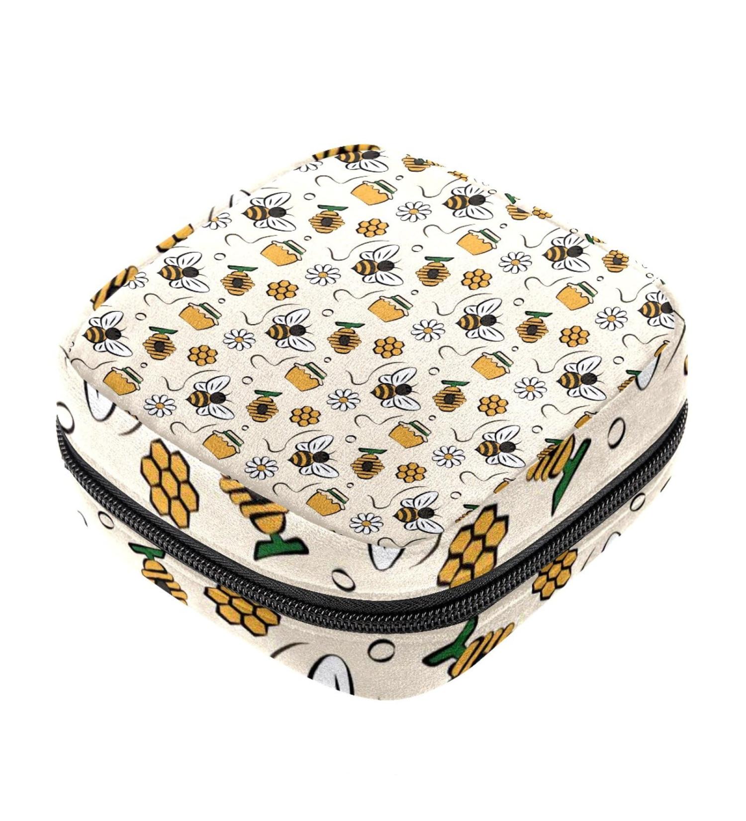 Guantierendiy Bee Honey Flower Sanitary Napkin Storage Bag - Large Capacity Menstrual Cup Pouch for Girls - Travel Portable Makeup Organizer - Color 10 - Buy Online on GoSupps.com