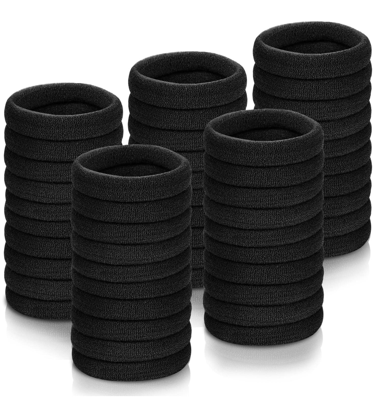 IKOCO Black Hair Ties for Thick Hair - 50 Pcs Seamless Ponytail Holder Bands for Women, Men, and Girls - No Damage Fabric Hair Ties - Buy Online on GoSupps.com