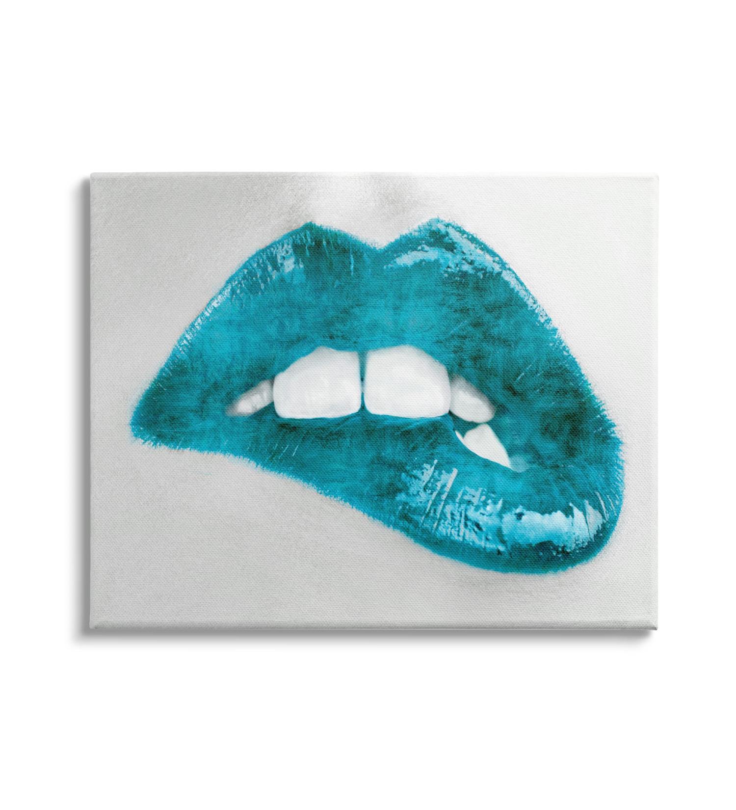 Stupell Industries Modern Blue Fashion Lip Bite Canvas Wall Art 48x36 - Designed by Sarah McGuire - Buy Online on GoSupps.com