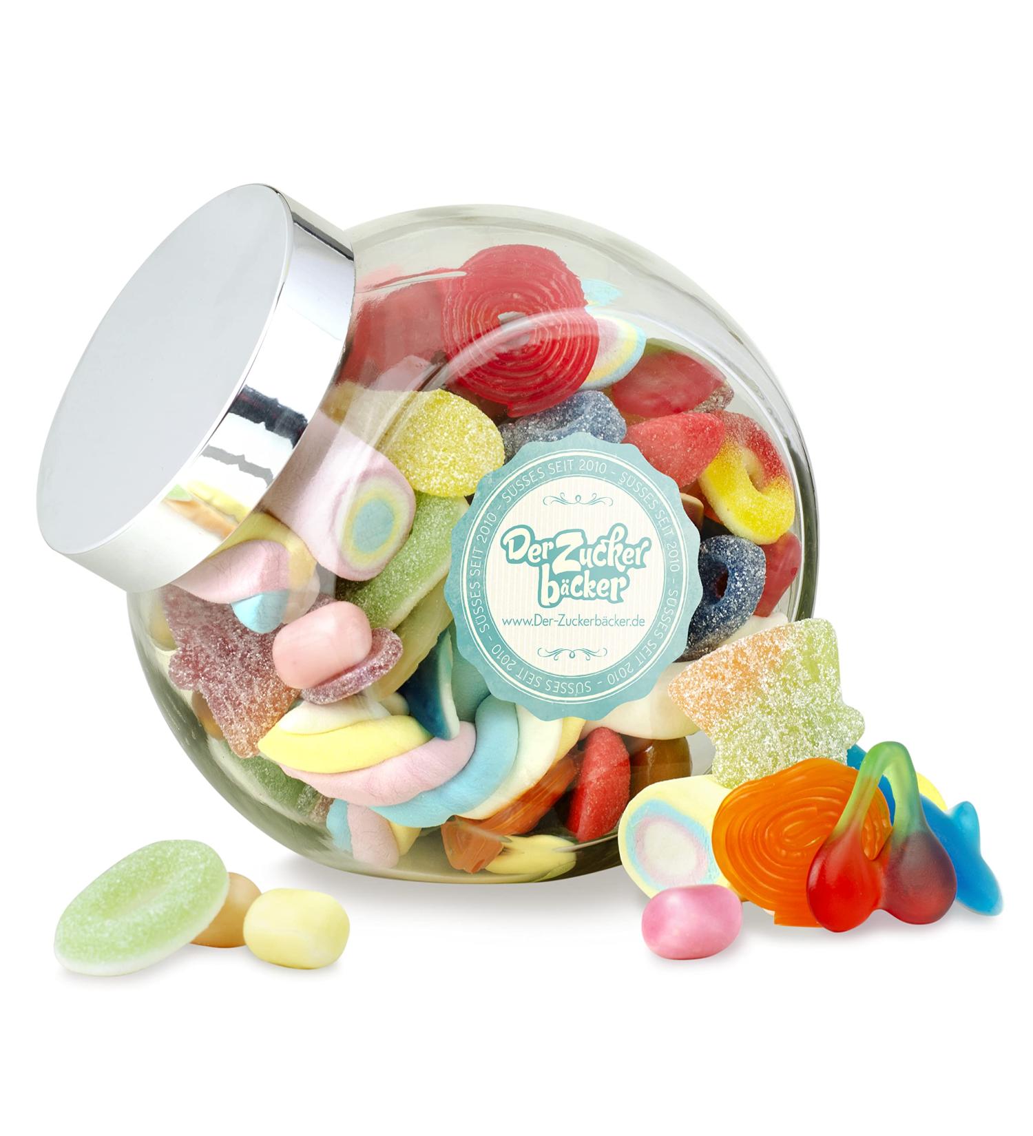 Great Joy Colorful Candy Mix in Pretty Slanted Neck Glass | International Shipping Available - Buy Online on GoSupps.com