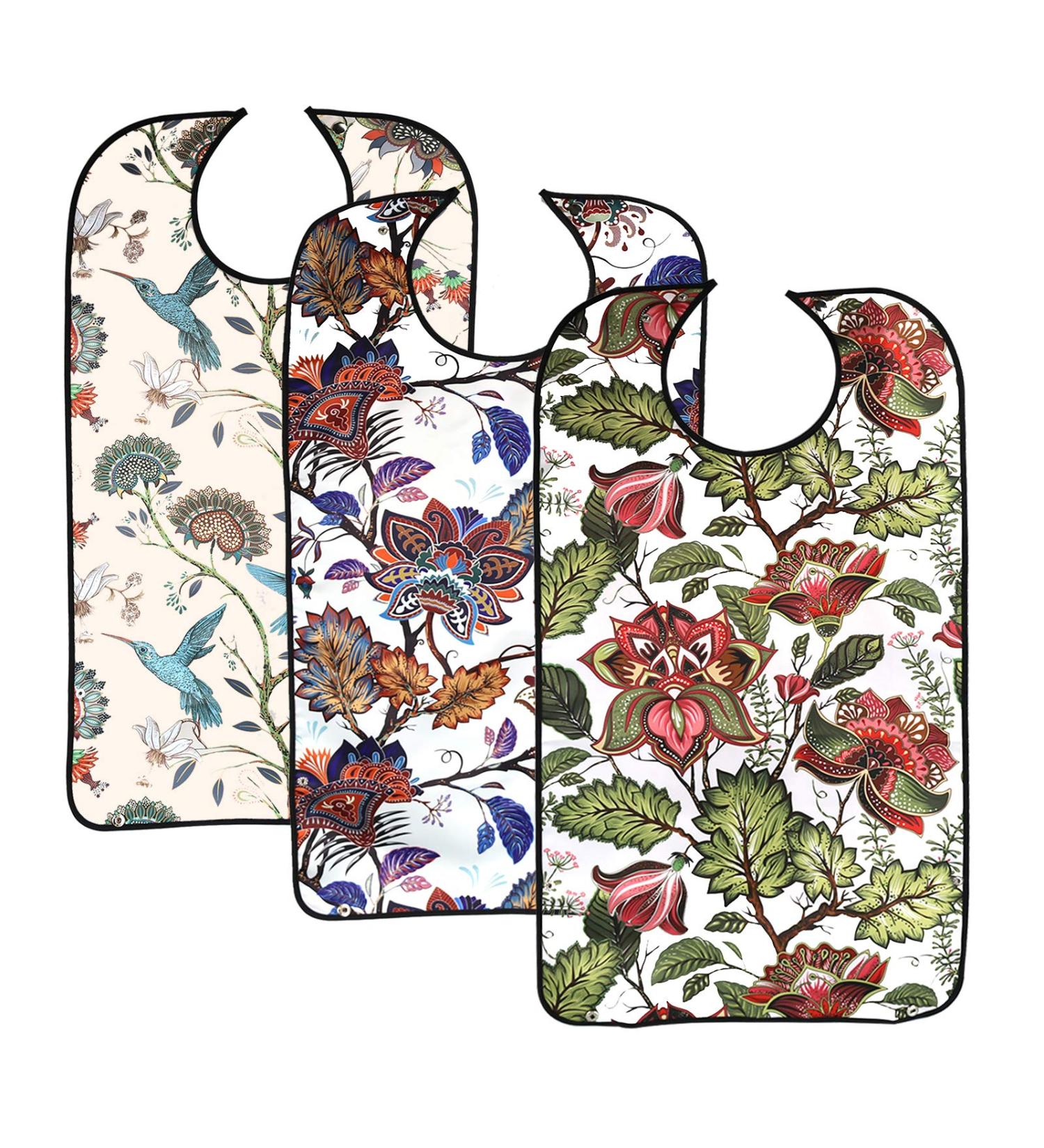 Newthinking 3 Pack Adult Bibs with Crumb Catcher - Washable & Reusable Clothing Protectors for Elderly, Disabled - Ideal for Eating - Buy Online on GoSupps.com