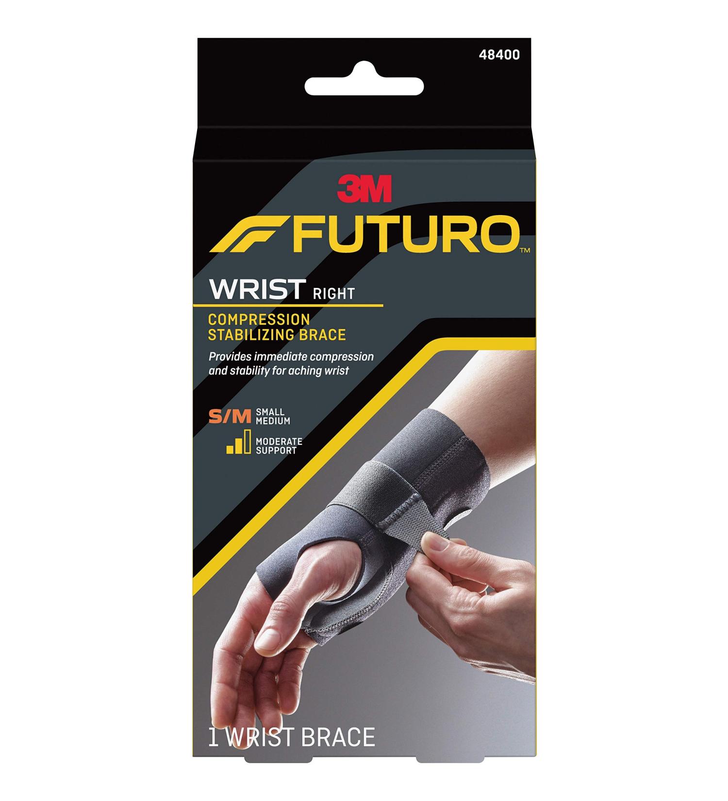Futuro 48400EN Energizing Wrist Support S/M Fits Right Wrists 5 1/2"- 6 3/4" Black