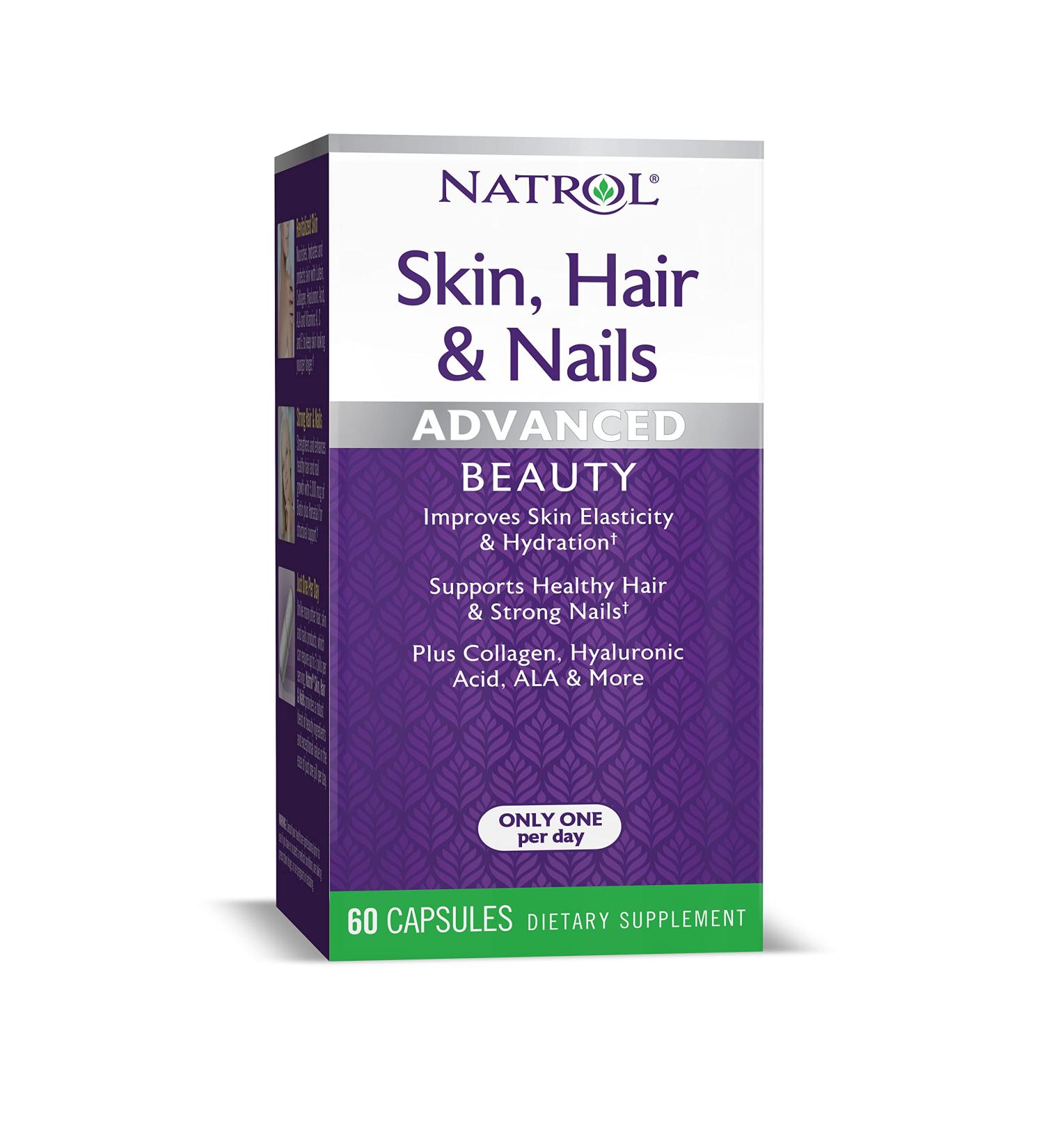 Natrol Skin, Hair & Nails Capsules - 5,000mcg Biotin, 60 Count - Advanced Beauty Formula - Buy Online on GoSupps.com