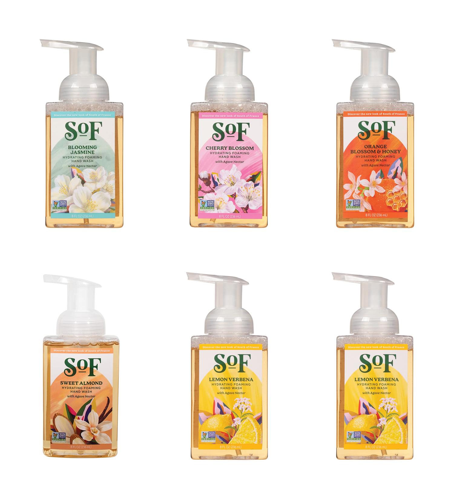 South of France Natural Body Care Foaming Hand Soap 8oz - Foam Hand Wash (Variety Pack A 6 bottles) Variety Pack A 6 bottles