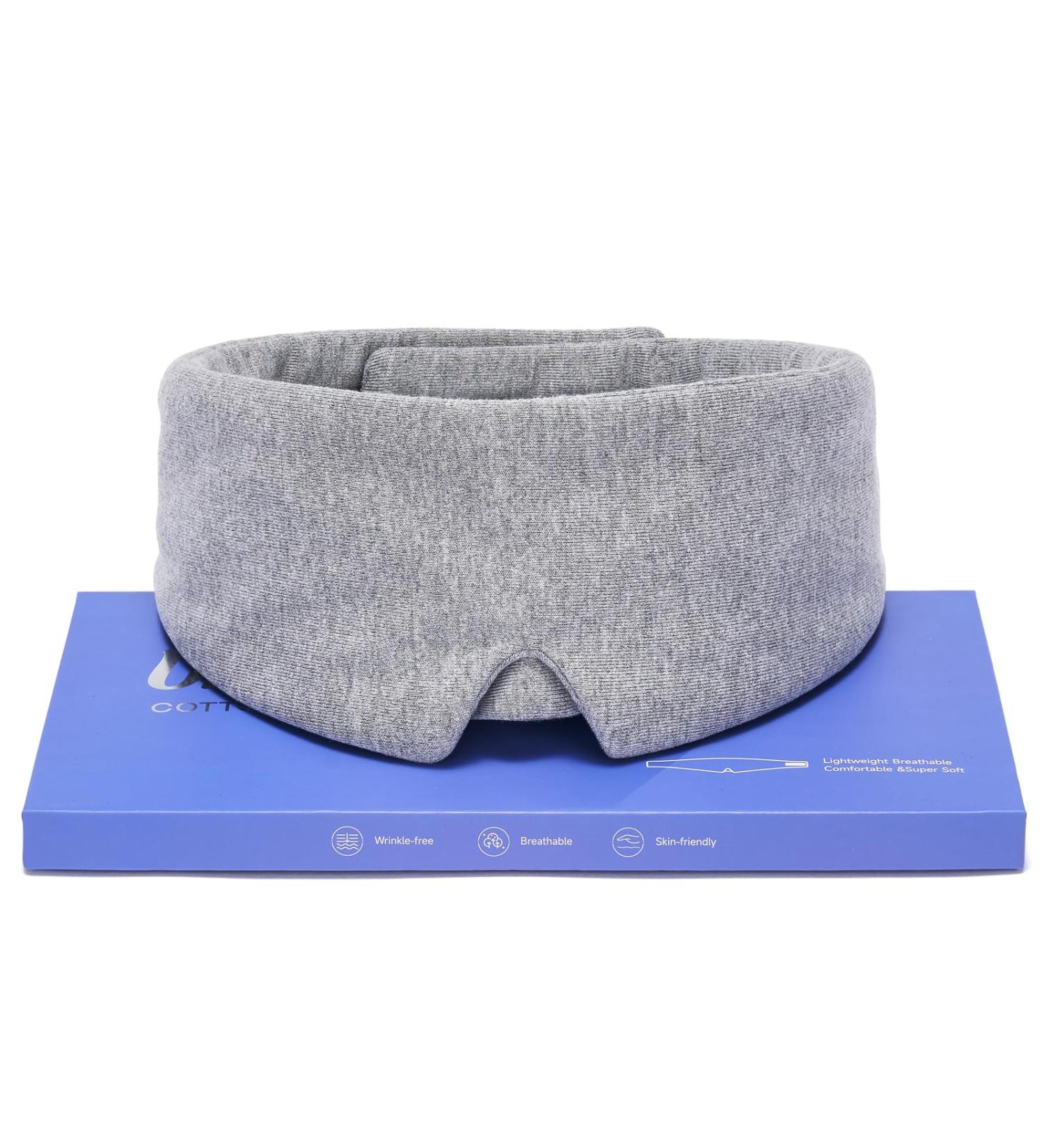Soft Sleep Mask - Modal Cotton Eye Mask for Sleeping | 99% Light Blocking Comfortable & Breathable Design | Adjustable Night Blindfold for Men & Women - Grey - Buy Online on GoSupps.com