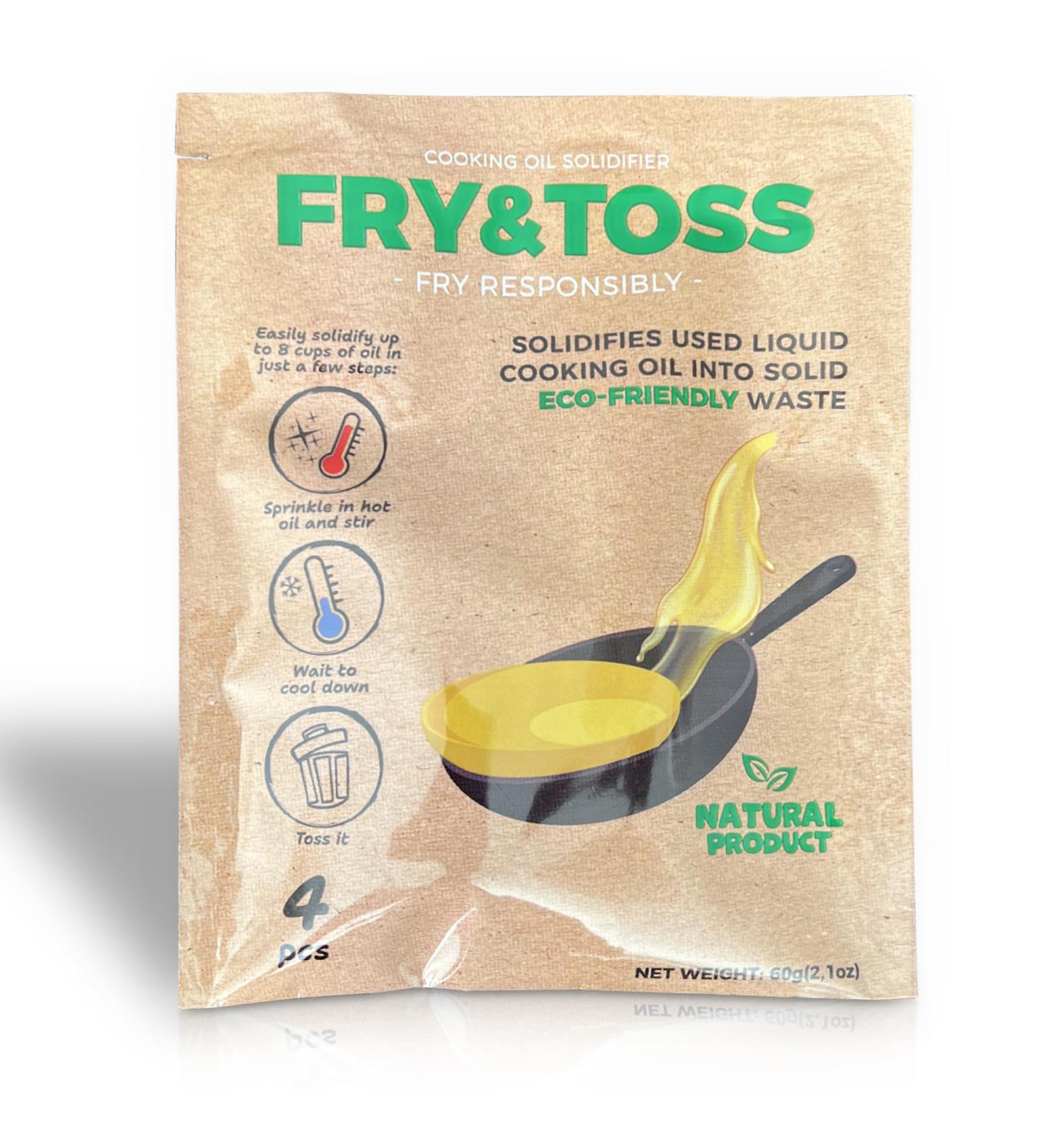 FRY&TOSS Cooking Oil Solidifier - Waste Cooking Oil Solidifier Powder - Plant-Based Oil Hardener for Easy Disposal - Solidifies Up to 8 Cups - Buy Online on GoSupps.com