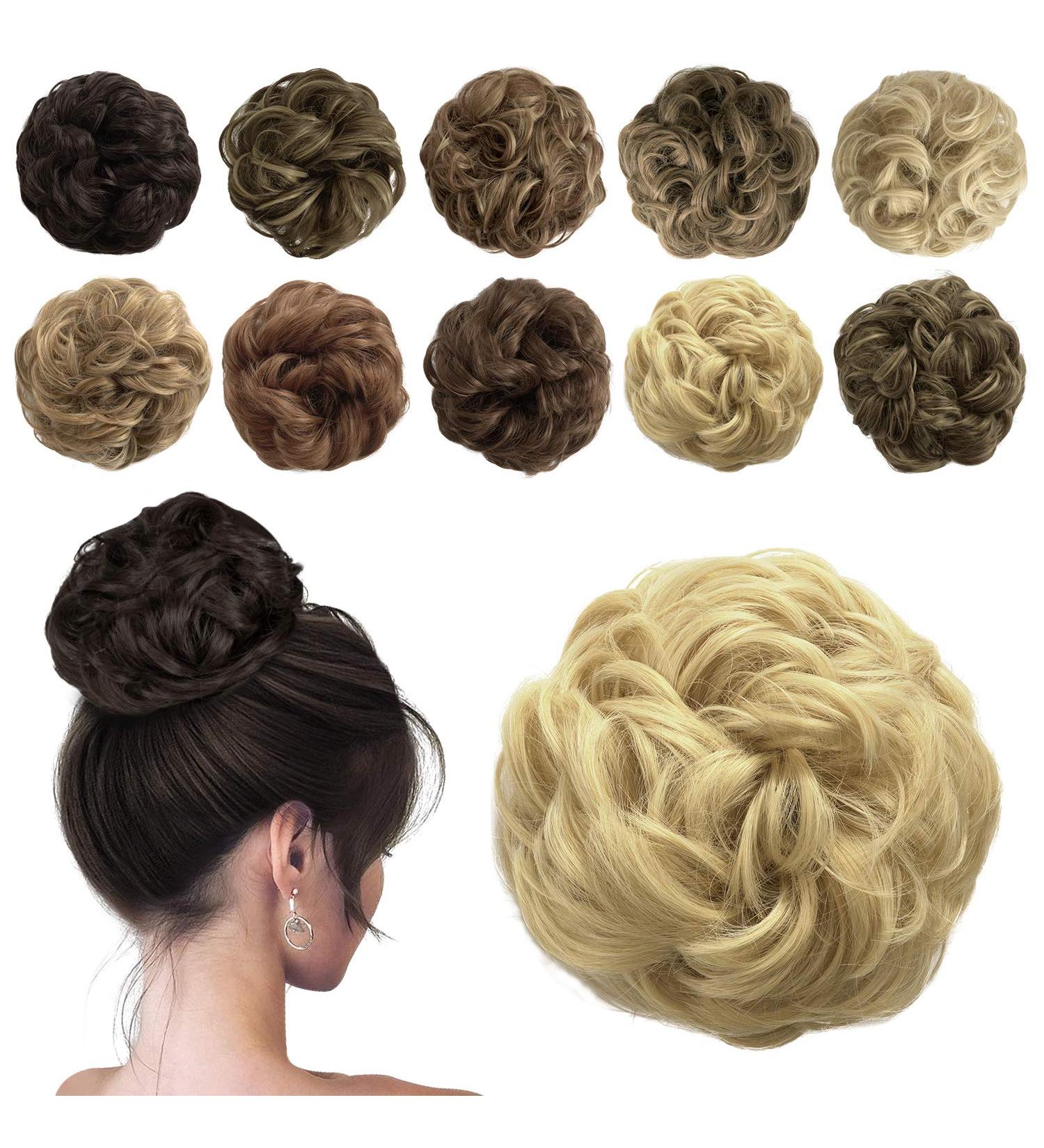 Shop Sofeiyan Hair Part Hair Tie Updos | Wavy Chignon Hairstyles & Extensions for Women - Ash Blonde & Bleaching Blonde (40g) - Buy Online on GoSupps.com