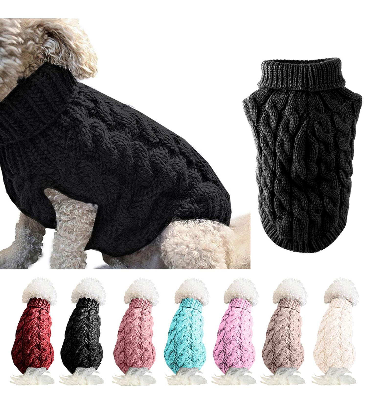Famkit Black Dog Sweater - Turtleneck Fashionable & Warm for Small/Medium Dogs (Size L 8.8-11lbs) - Ideal for Outdoor Use - Buy Online on GoSupps.com