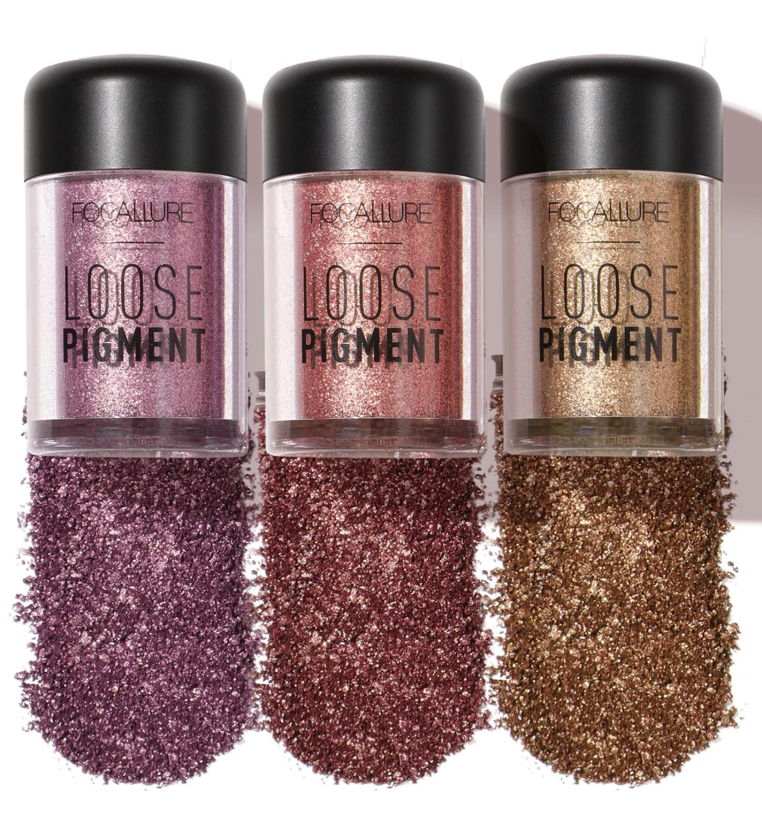FOCALLURE 3 Pcs Mineral Glitter Eyeshadow Set - Long Lasting & Waterproof Formula for High-impact Eye Looks - Buy Online on GoSupps.com
